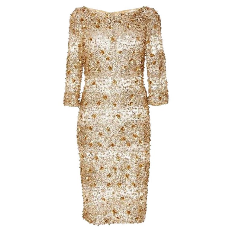 gold mini dress long sleeve Sequin Long-Sleeve Mini Dress - Gold main image 1