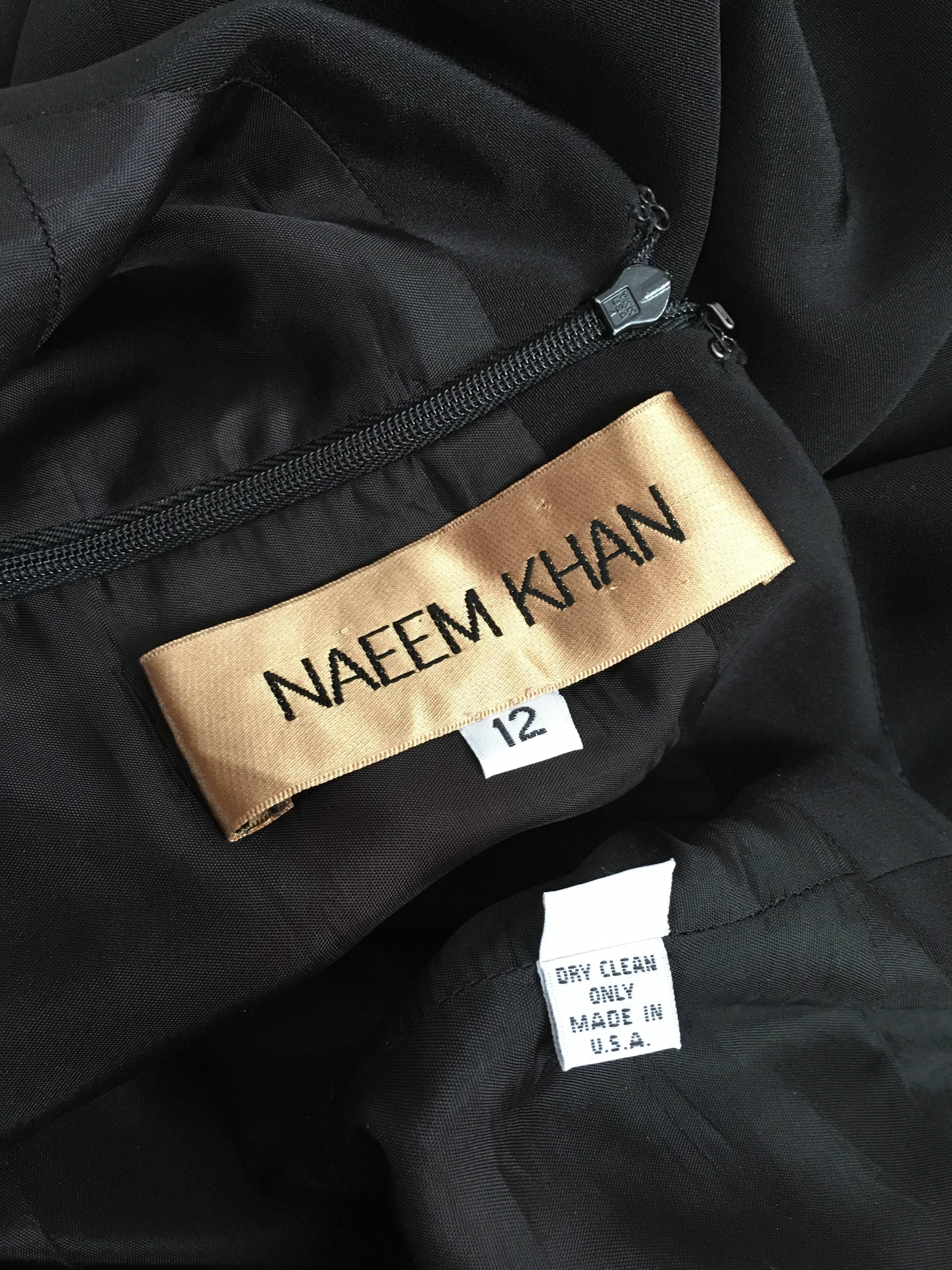 Naeem Khan Black Silk Spaghetti Strap Evening Maxi Dress Size 12.  For Sale 5