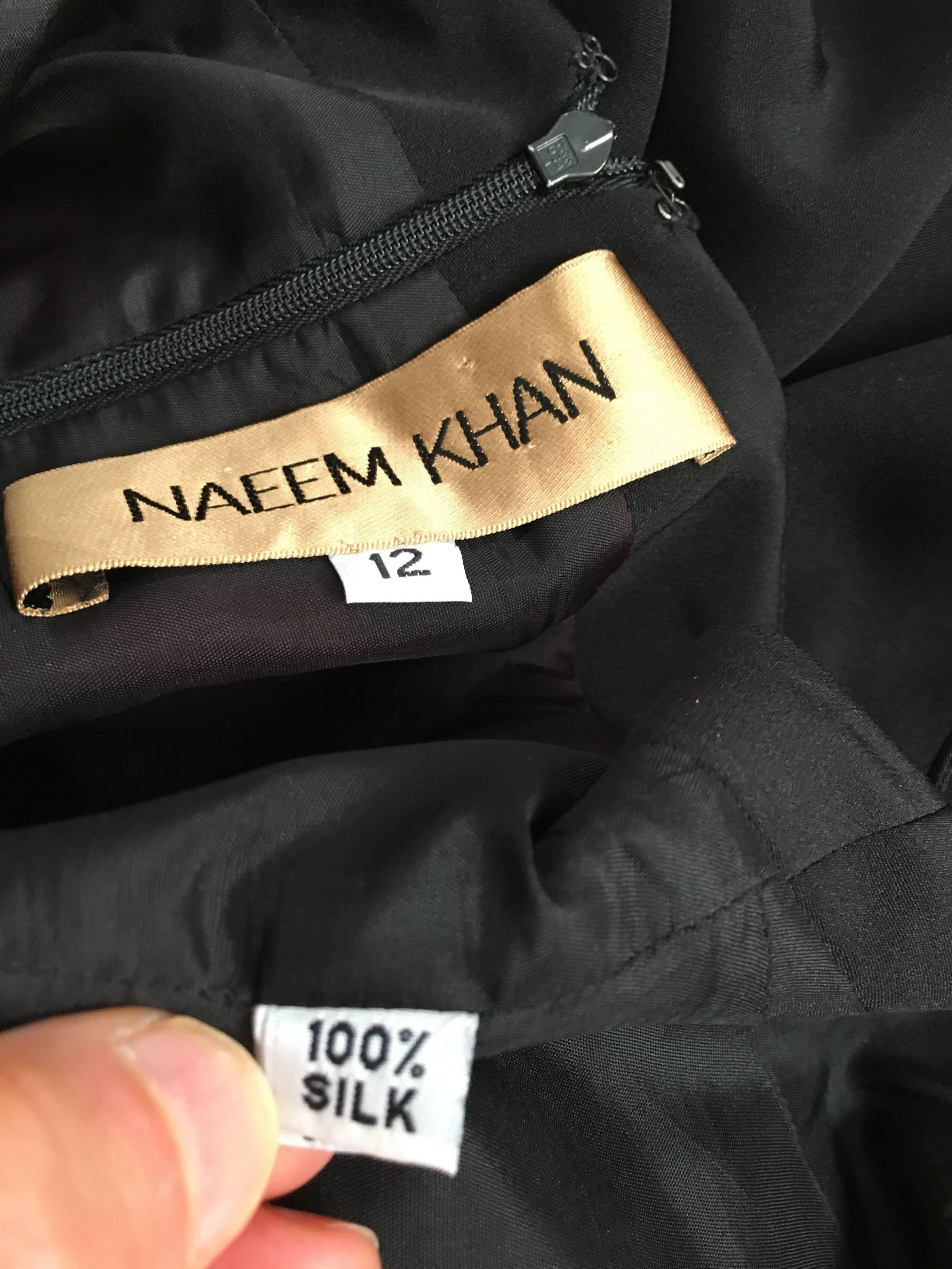 Naeem Khan Black Silk Spaghetti Strap Evening Maxi Dress Size 12.  For Sale 6