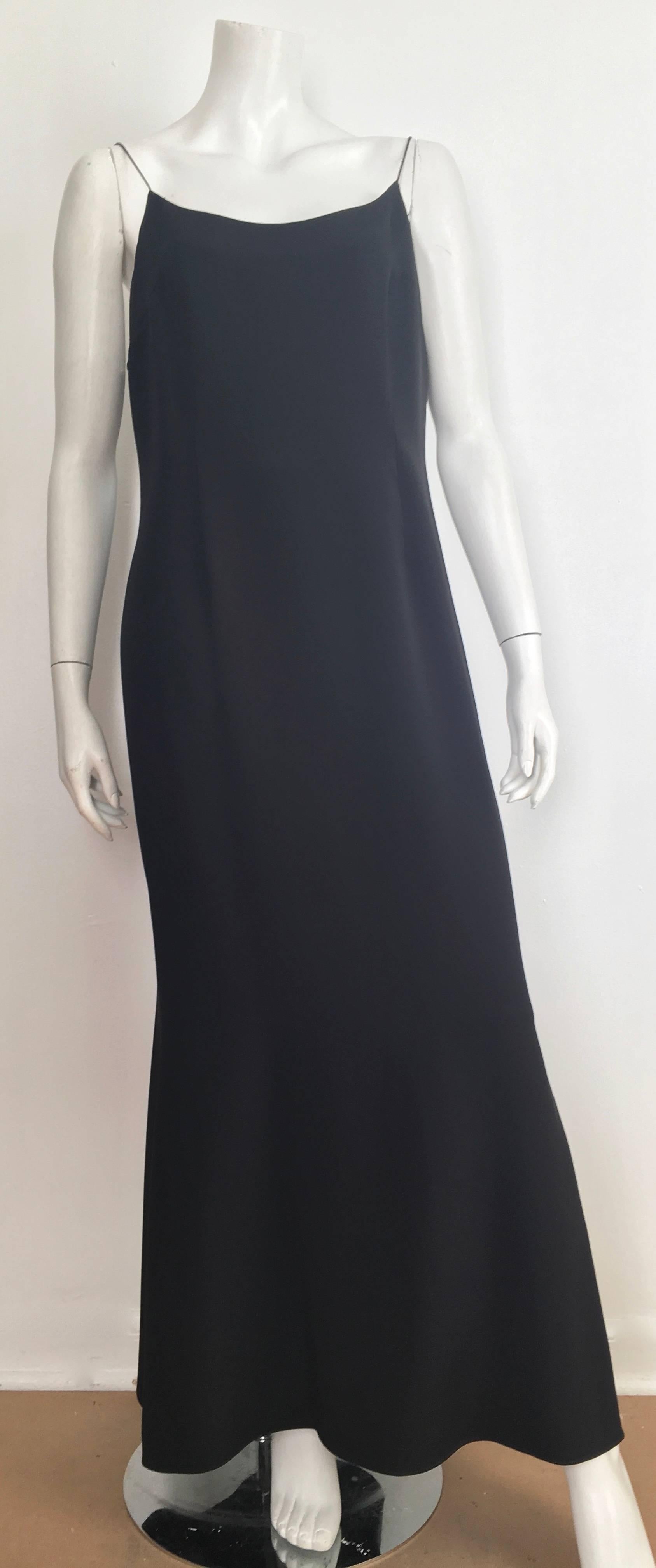 Women's or Men's Naeem Khan Black Silk Spaghetti Strap Evening Maxi Dress Size 12.  For Sale