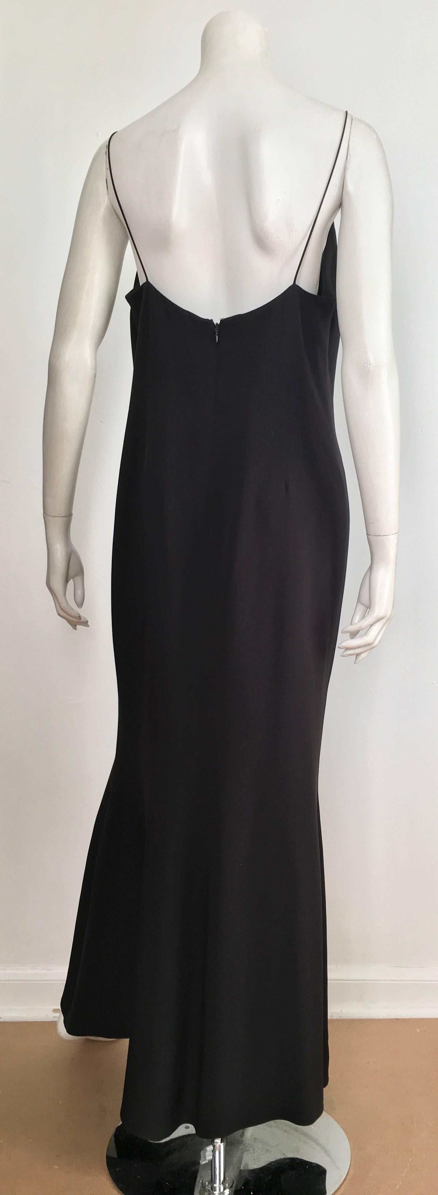 Naeem Khan Black Silk Spaghetti Strap Evening Maxi Dress Size 12.  For Sale 3