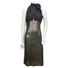 Naeem Khan, abito in paillettes metalliche grigio cangiante dei primi anni 2000 - Taglia 6