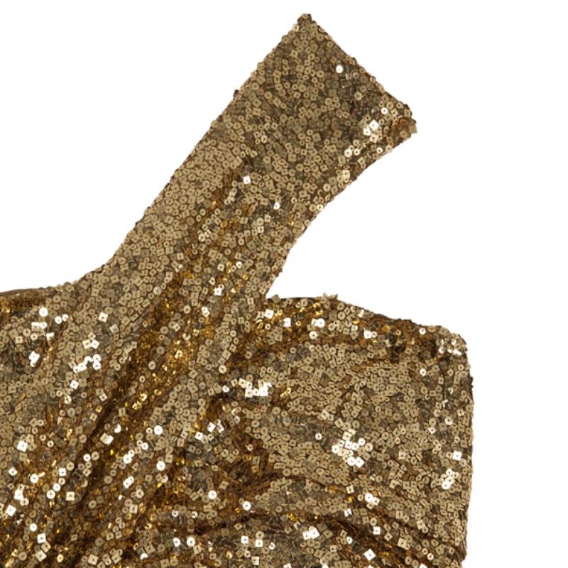 Naeem Khan Gold Sequin Embellished Gown L In New Condition In Dubai, Al Qouz 2