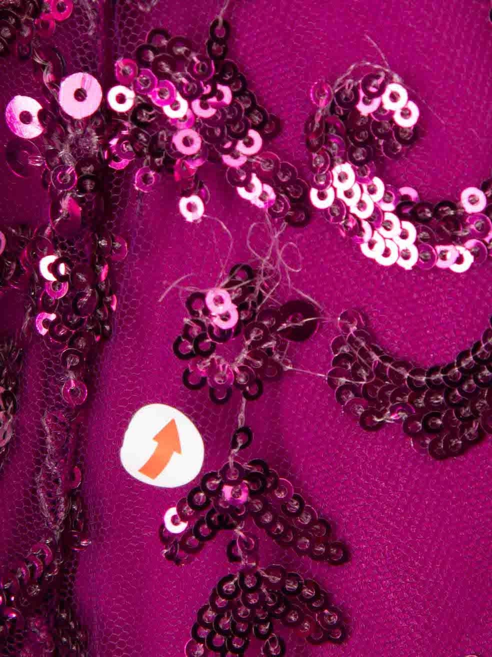 Women's Naeem Khan Purple Sequinned V-Neck Long Gown Size M