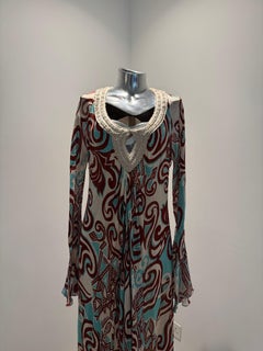 Naeem Khan Rot und Blau gemustertes Kleid