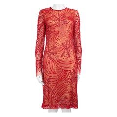 Naeem Khan - Robe longue longueur genou ornée de sequins rouges, taille M