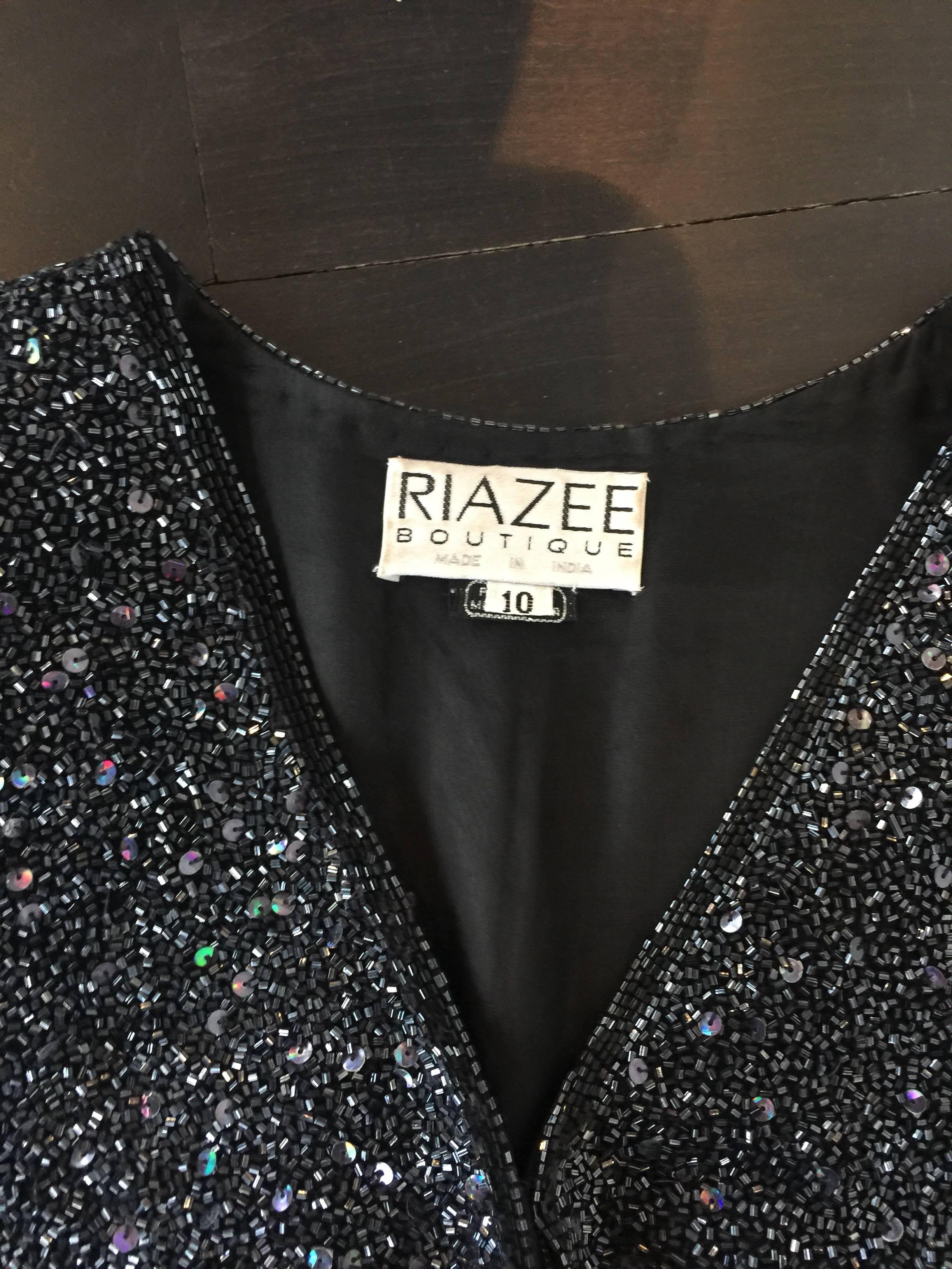 Naeem Khan Riazee Black beaded blazer with cut out sleeves  For Sale 2