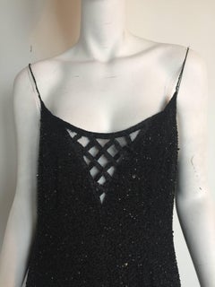 Naeem Khan Riazee black beaded slip gown