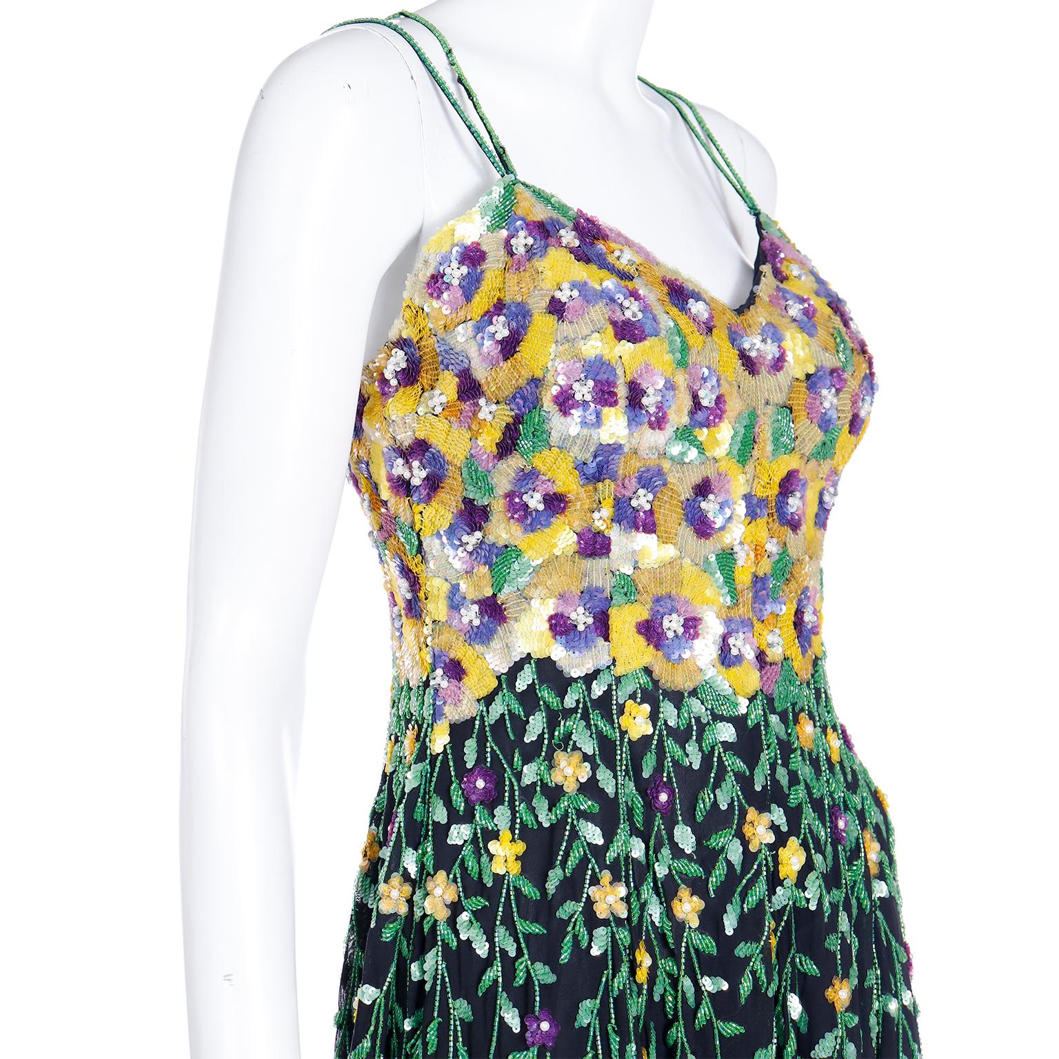 Naeem Khan Riazee Boutique Vintage Beaded Sequin Floral Mini Evening Dress For Sale 6