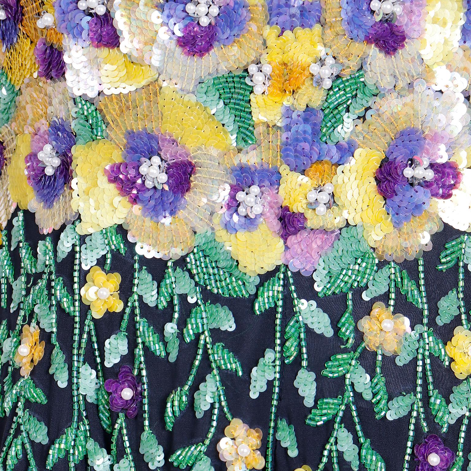 Naeem Khan Riazee Boutique Vintage Beaded Sequin Floral Mini Evening Dress For Sale 7