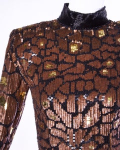 Naeem Khan Riazee Vintage Metallic Sequin + Beaded Cocktail Dress