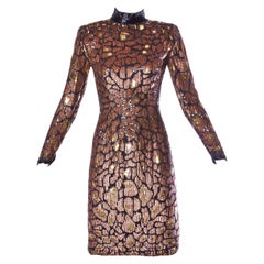 Naeem Khan Riazee Vestido de cóctel vintage de lentejuelas metalizadas y cuentas