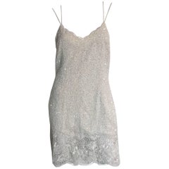 Vintage Naeem Khan Riazee white beaded mini dress