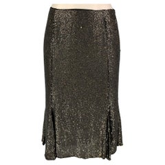 NAEEM KHAN Size 4 Black Charcoal Sequined Tulip Skirt
