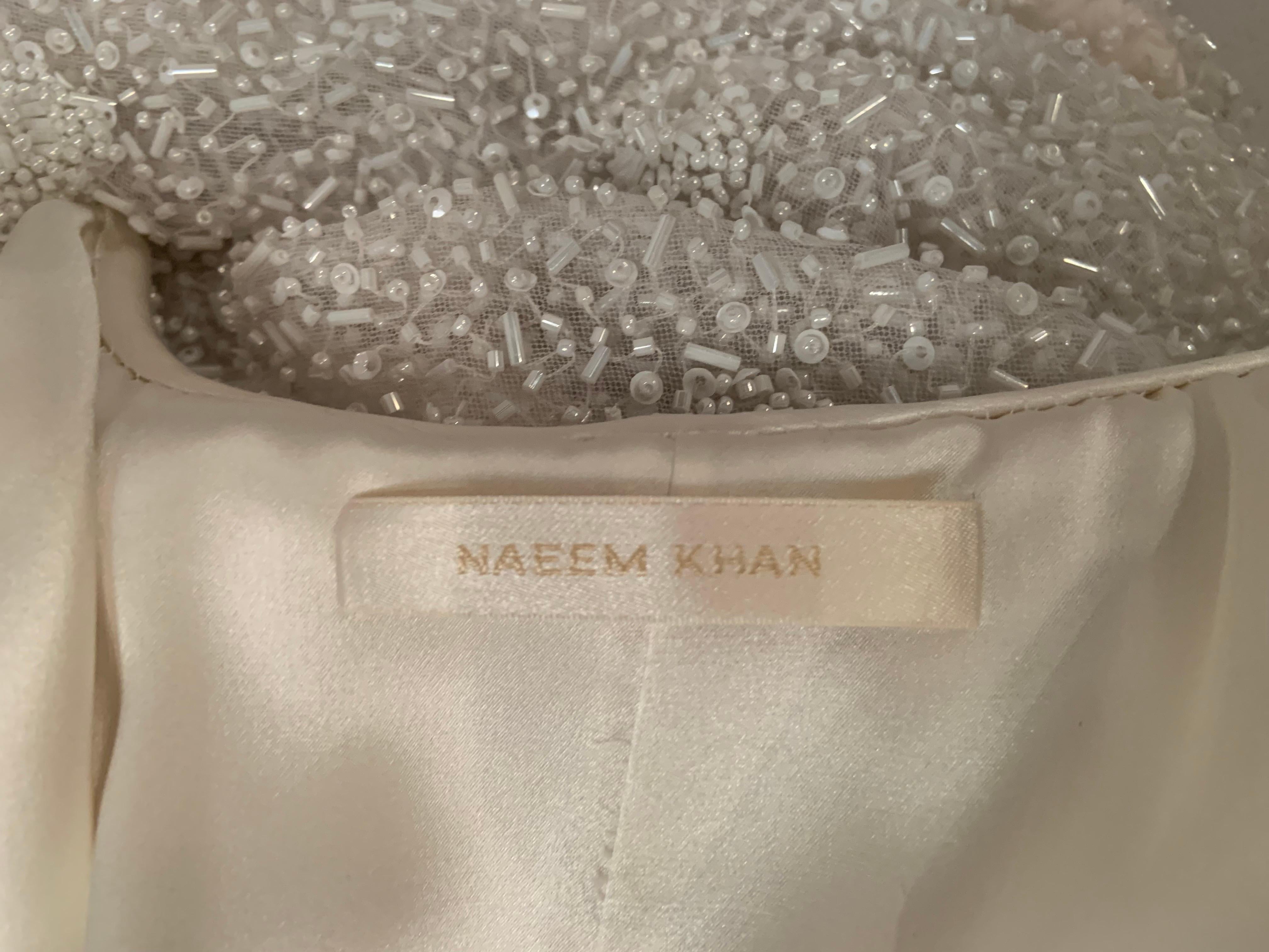 Naeem Khan - Robe de soirée en tulle blanc perlé avec dos drapé en vente 10