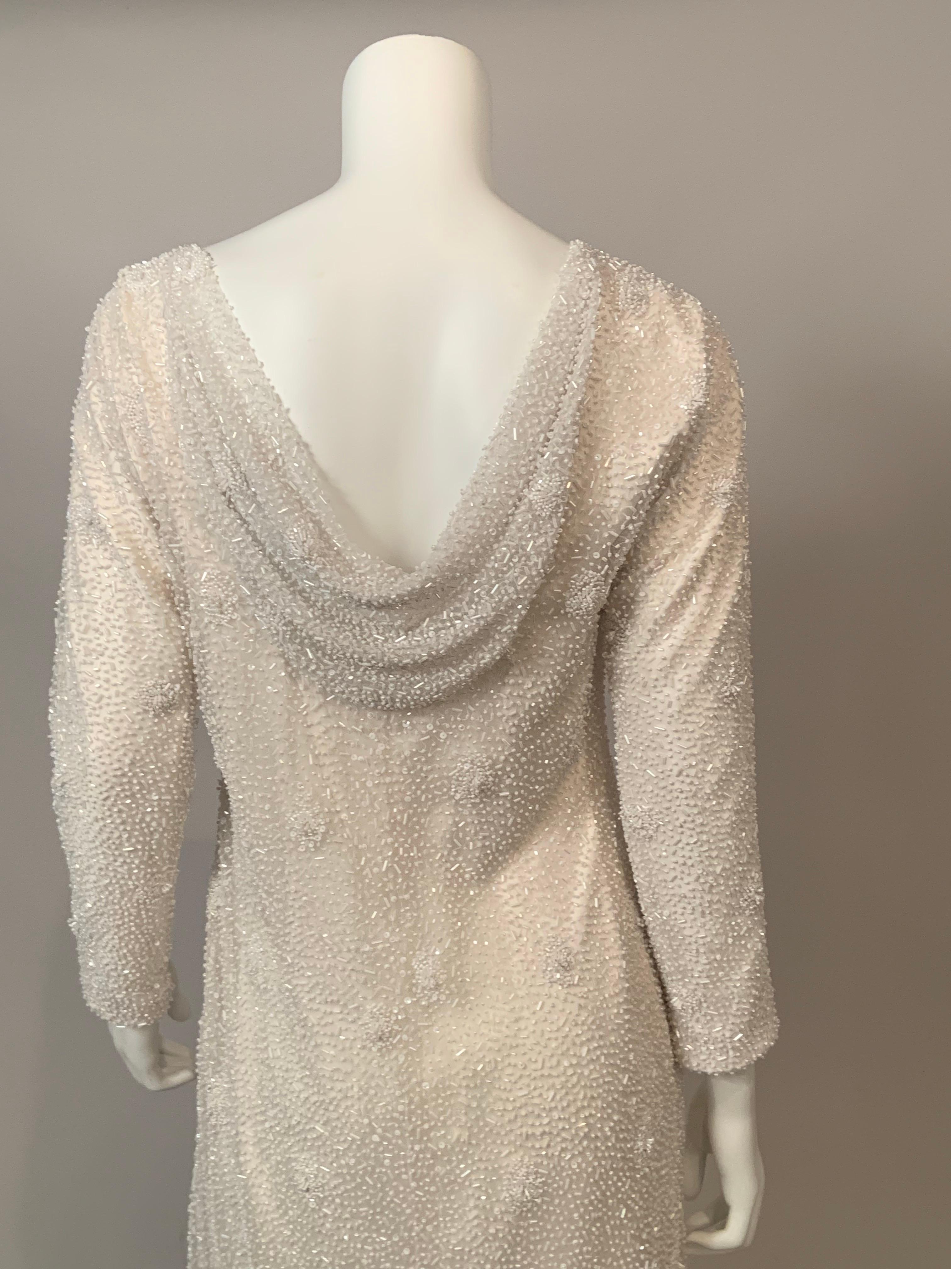 Naeem Khan - Robe de soirée en tulle blanc perlé avec dos drapé en vente 4