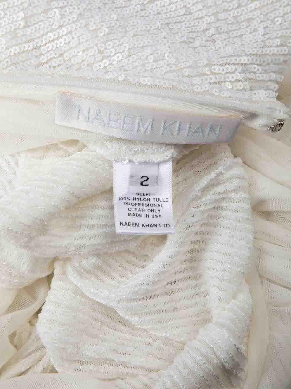 Naeem Khan - Combinaison ceinturée à sequins blancs, taille XS Pour femmes en vente