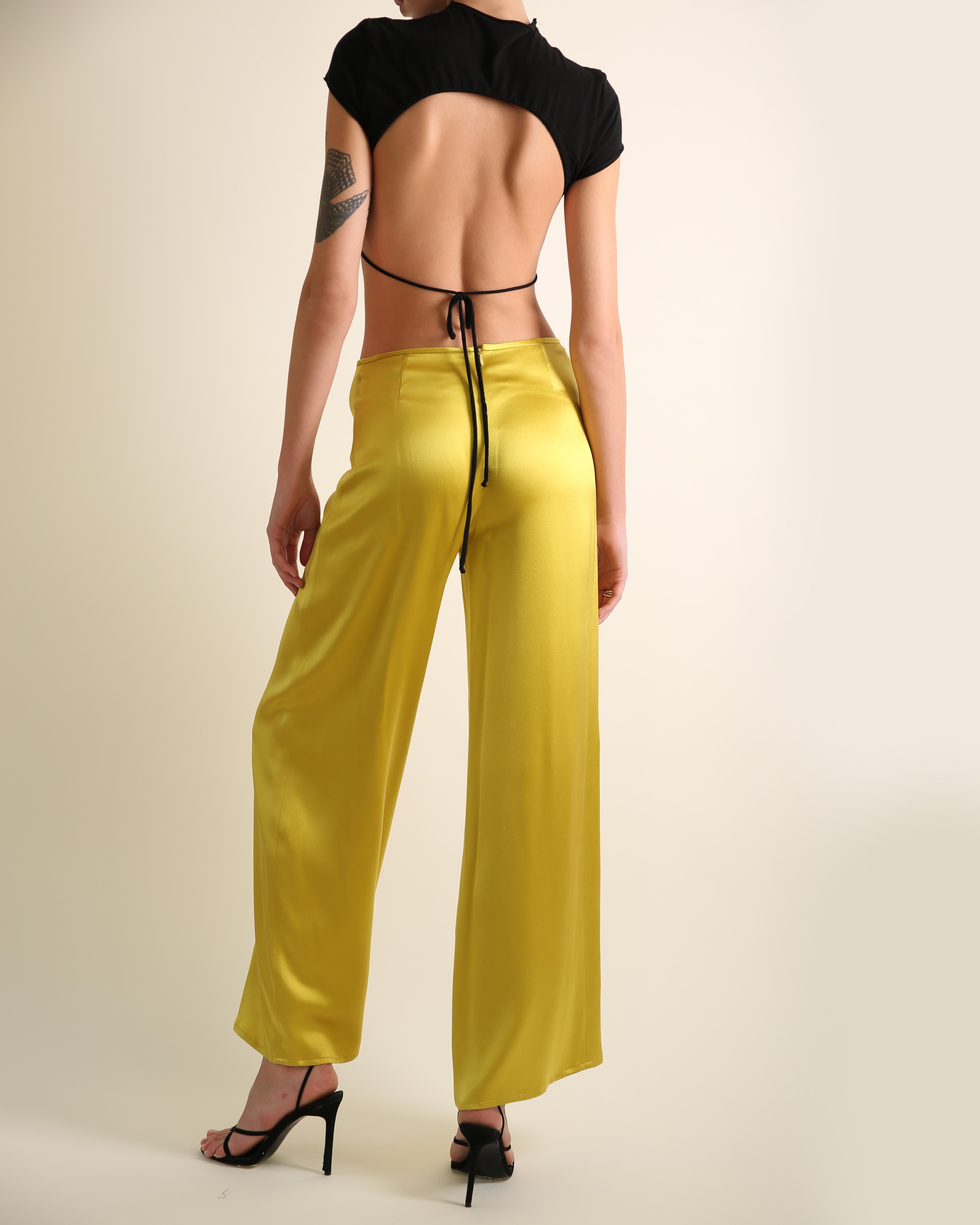 Naeem Khan yellow chartreuse silk wide leg flowing trousers dress pants US 4 For Sale 6