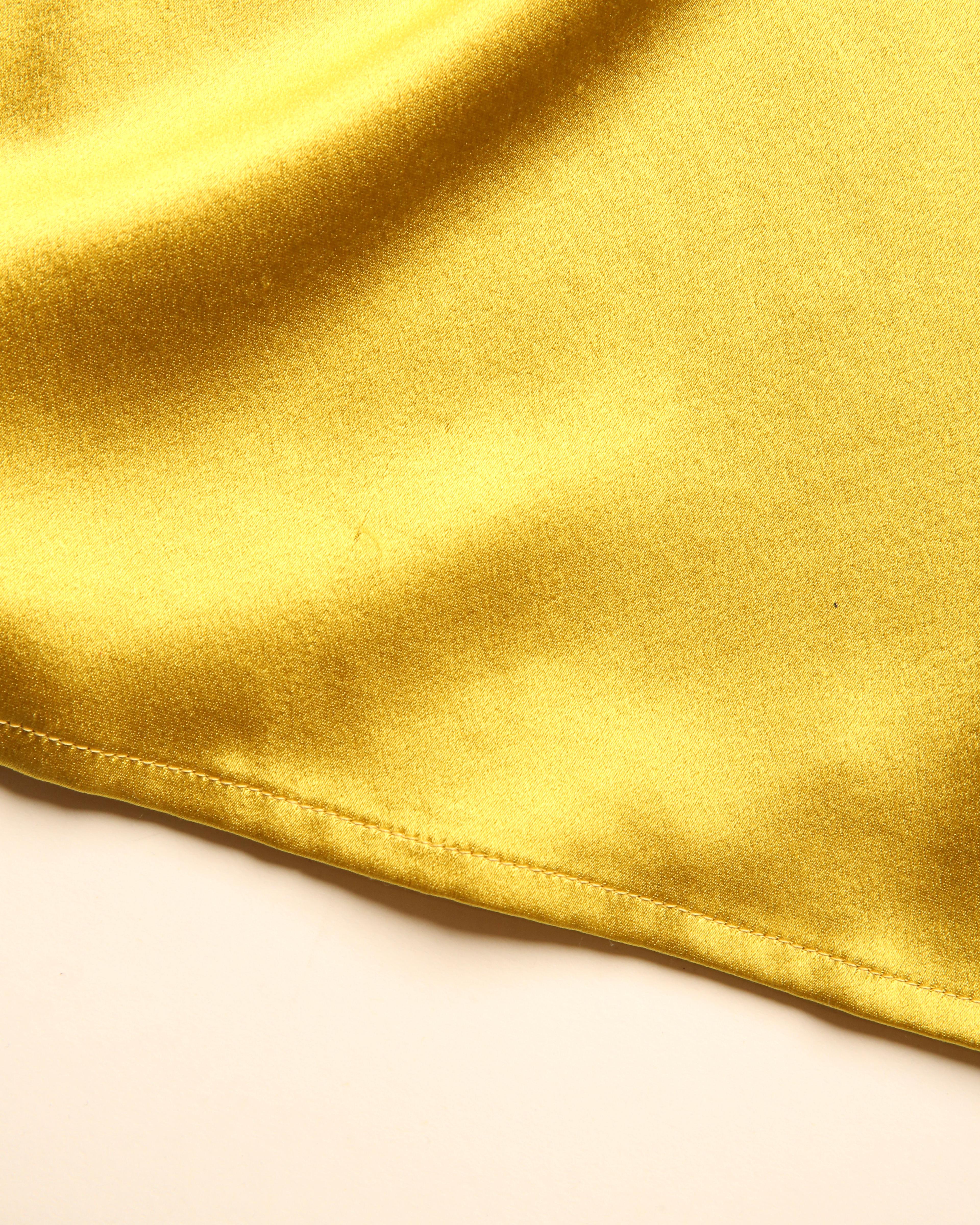 Naeem Khan Gelbes Chartreuse-Seidenkleid mit weitem Bein und fließenden Hose, US 4 im Angebot 11