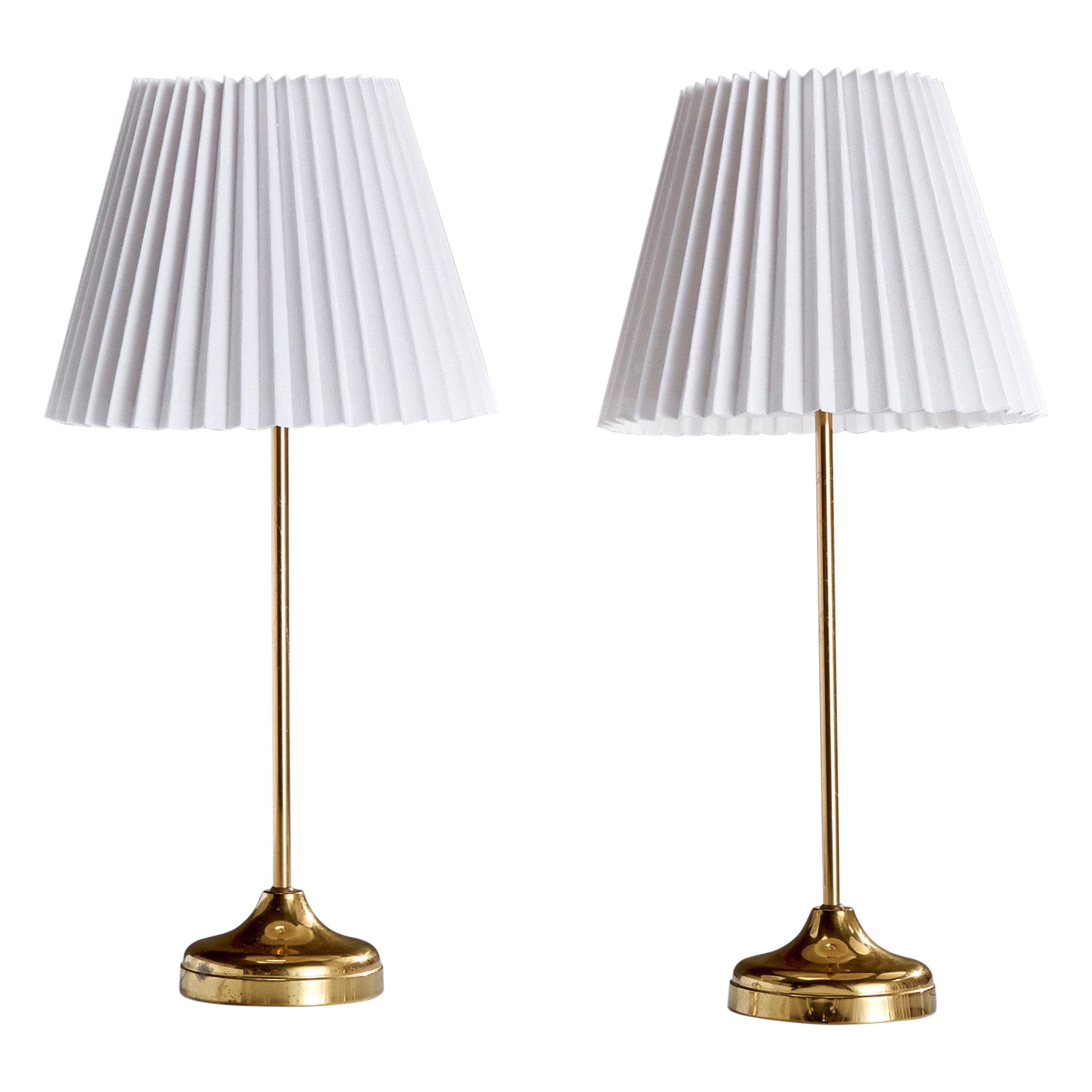 Nafa, Table Lamps, Brass, Sweden, 1960s