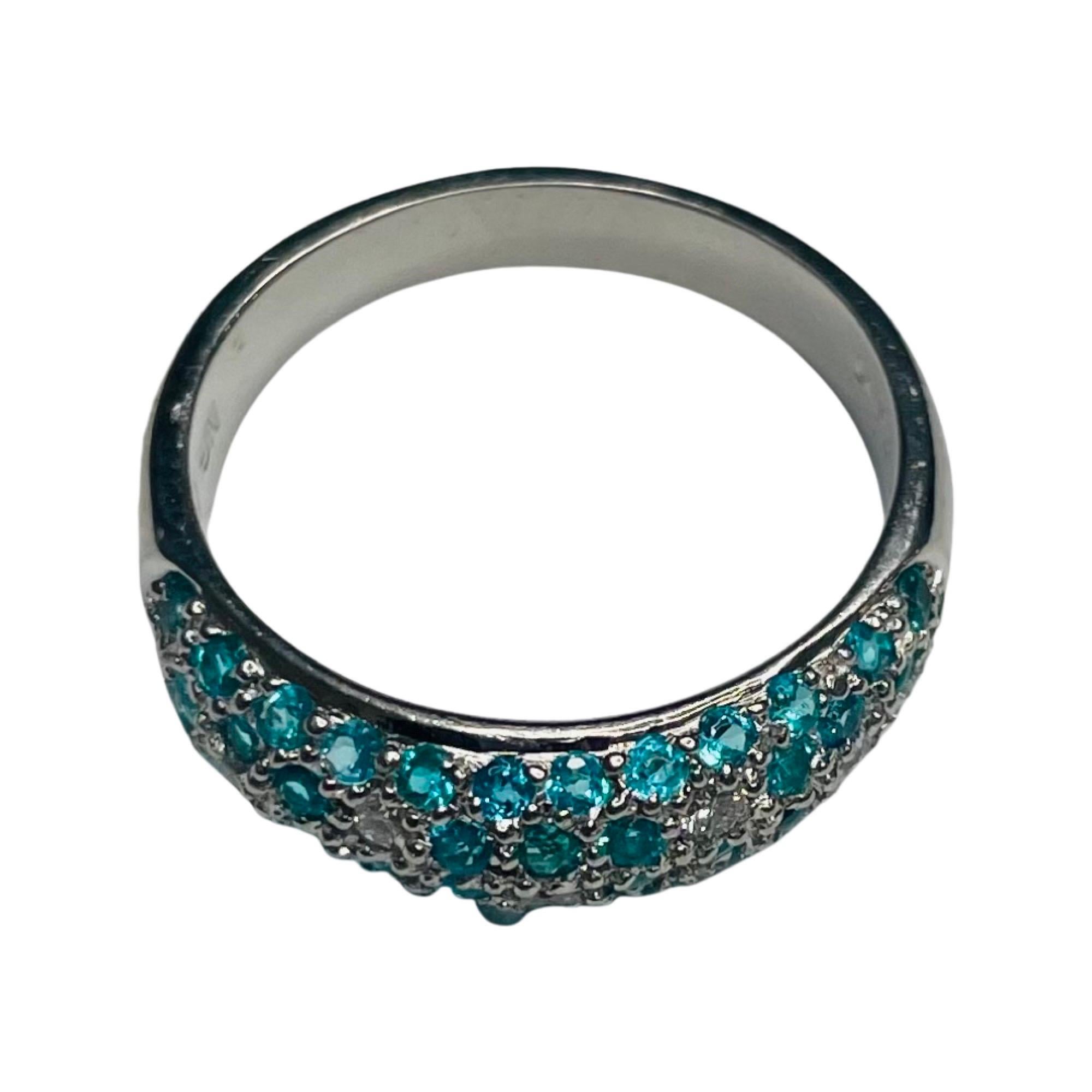 Nafco Platinring mit Paraiba-Turmalin und Diamanten (Rundschliff) im Angebot