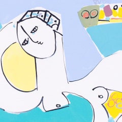 Romanian abstract figurative nude painting by Nafir Boaba, 'Mare'