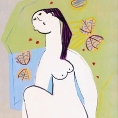 Romanian abstract figurative painting by Nafir Boaba, 'Venus', nude, green