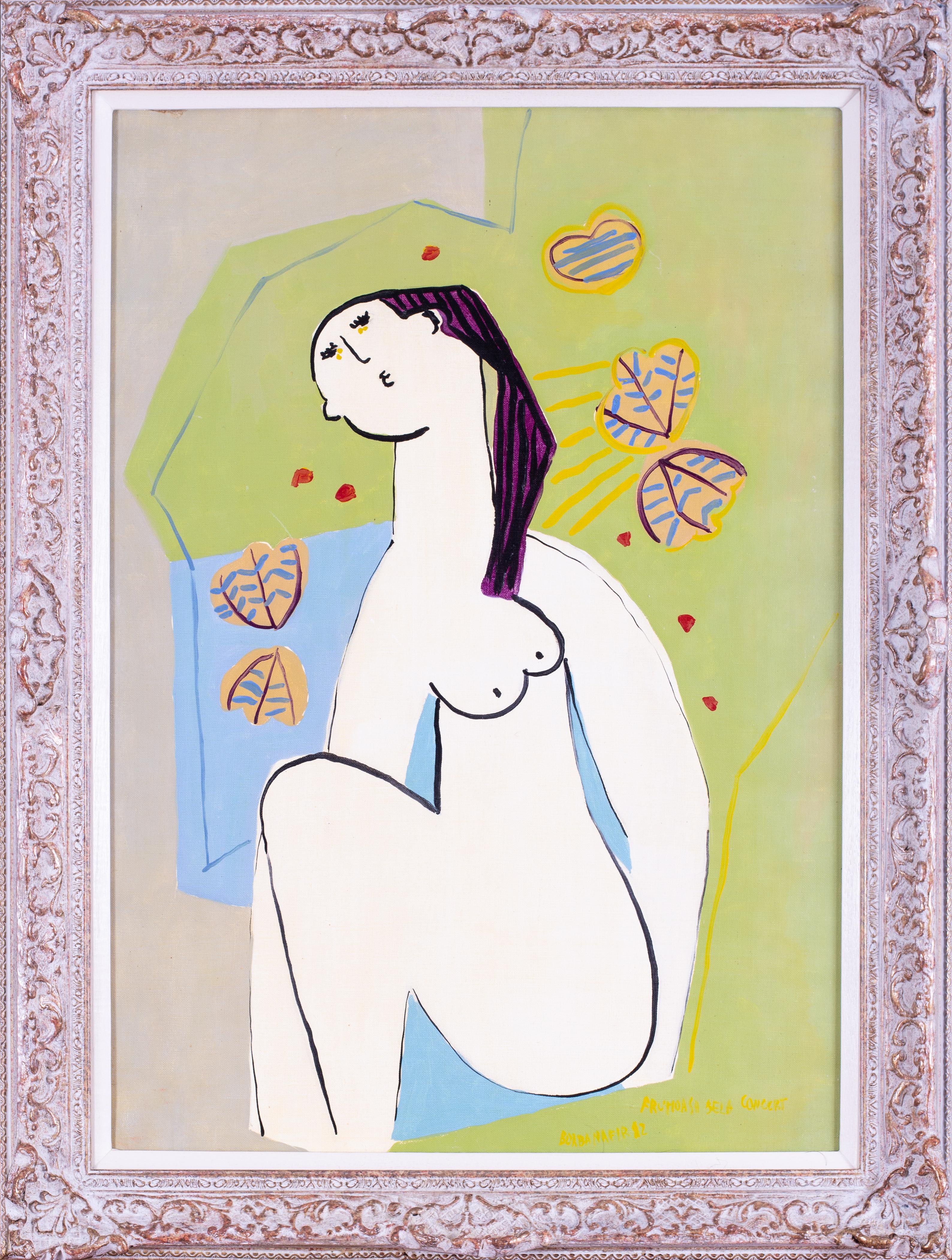 Rumänische abstrakte figurative Malerei von Nafir Boaba, "Venus", Akt, grün