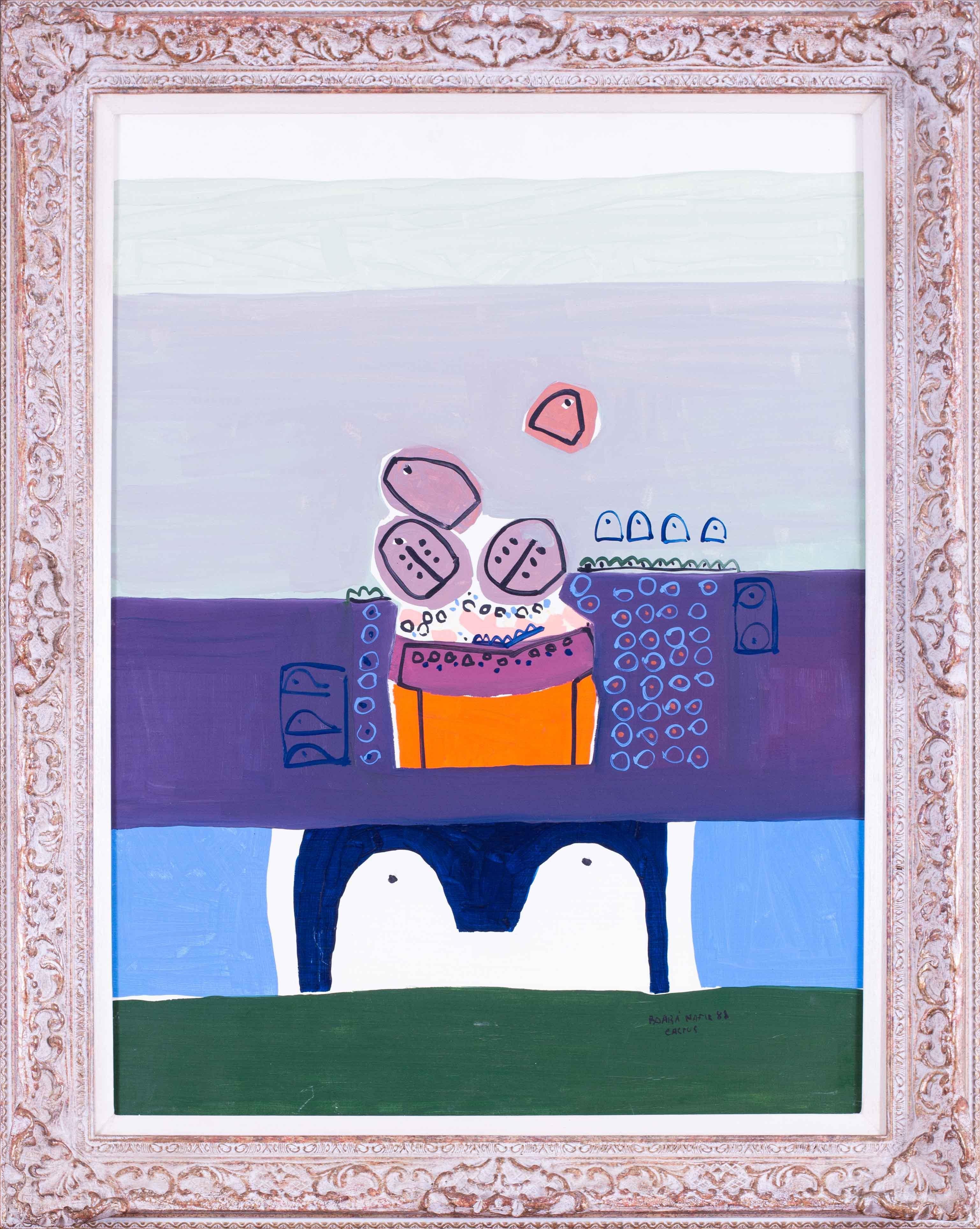 Nafir Boaba (Roumain, né en 1929)
Cactus
Huile sur toile
Signé, inscrit et daté "BOABA NAFIR 82 / CACTUS" (en bas à droite).
24 x 18.1/8 in. (61 x 46cm.)
Provenance : De la succession de l
artiste

Le Cactus de Nafir est un exemple frappant de son