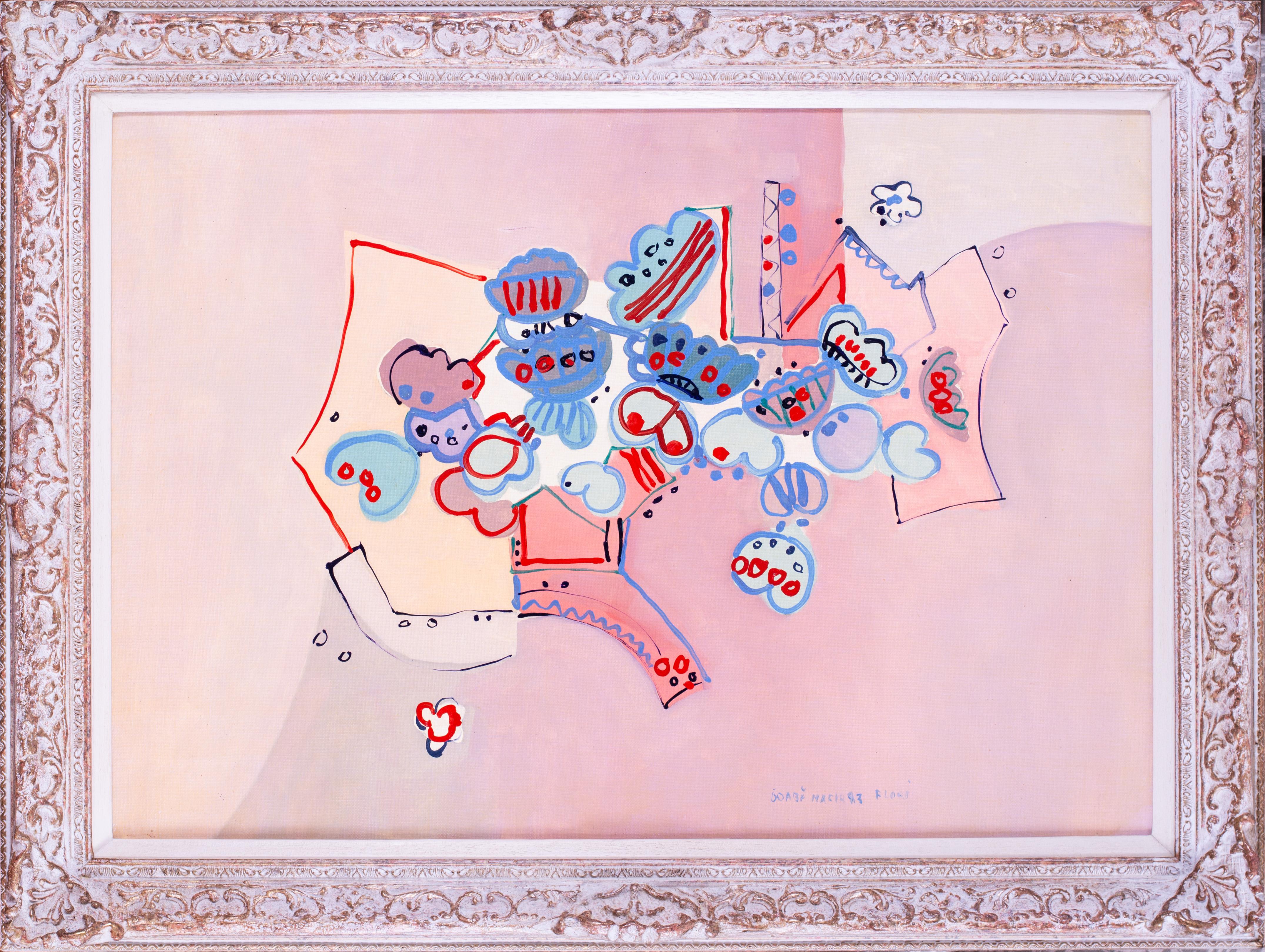 Nafir Boaba (Rumäne, geb. 1929)
Flori
Öl auf Leinwand
Signiert, bezeichnet und datiert "BOABA NAFIR 83 FLORI" (unten rechts)
18 x 25.1/2 in. (45.8 x 64.8 cm.)
Provenienz: Aus dem Nachlass des Künstlers

Nafir Boabas "Flori" ist ein lebhaftes und