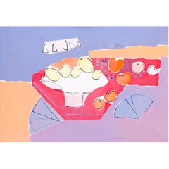 Nature morte abstraite roumaine de Nafir Boaba "Mare et fruits".