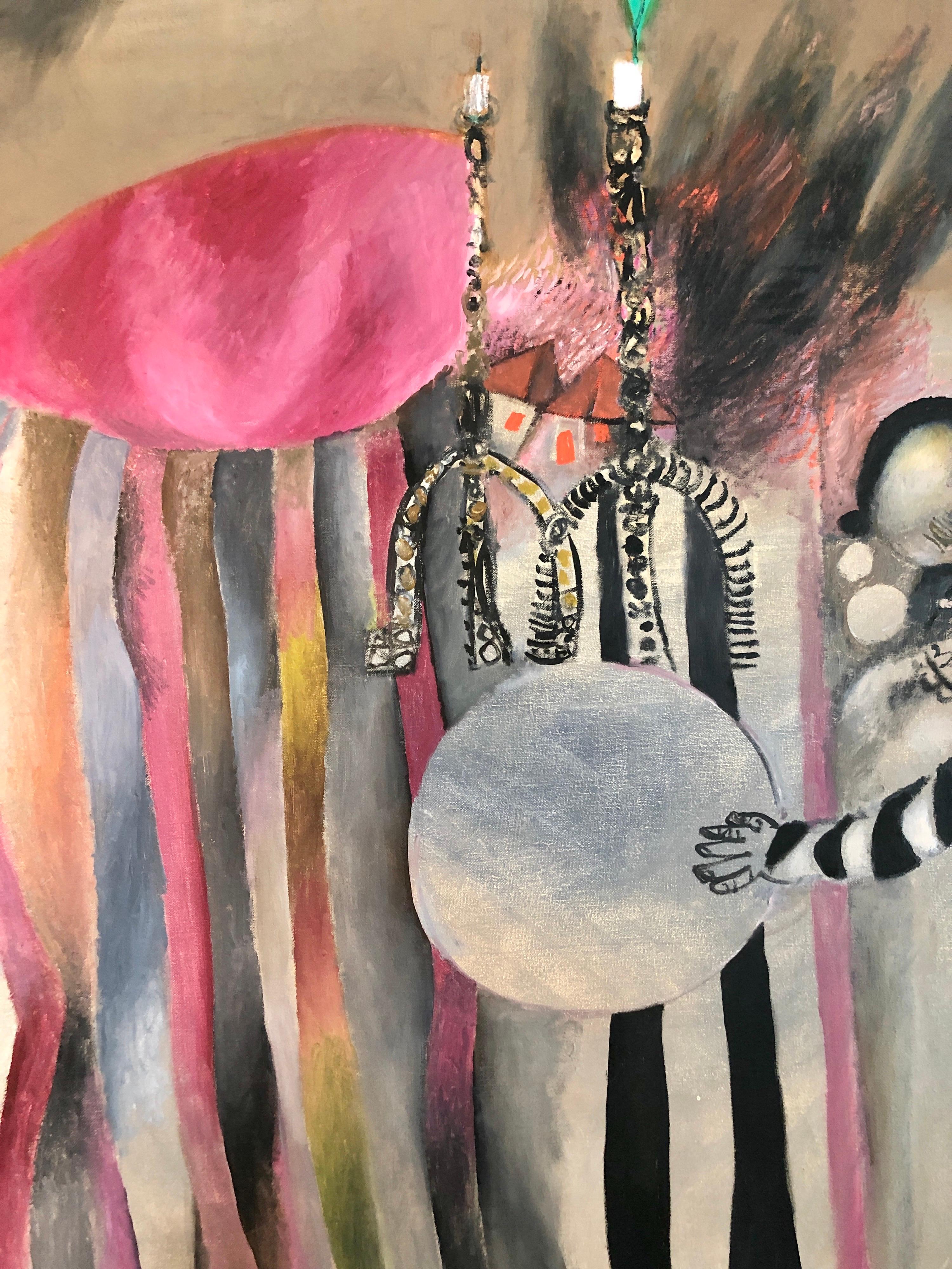 Israeli Surrealist Judaica Abstract Oil Painting Naftali Bezem Bezalel School For Sale 2