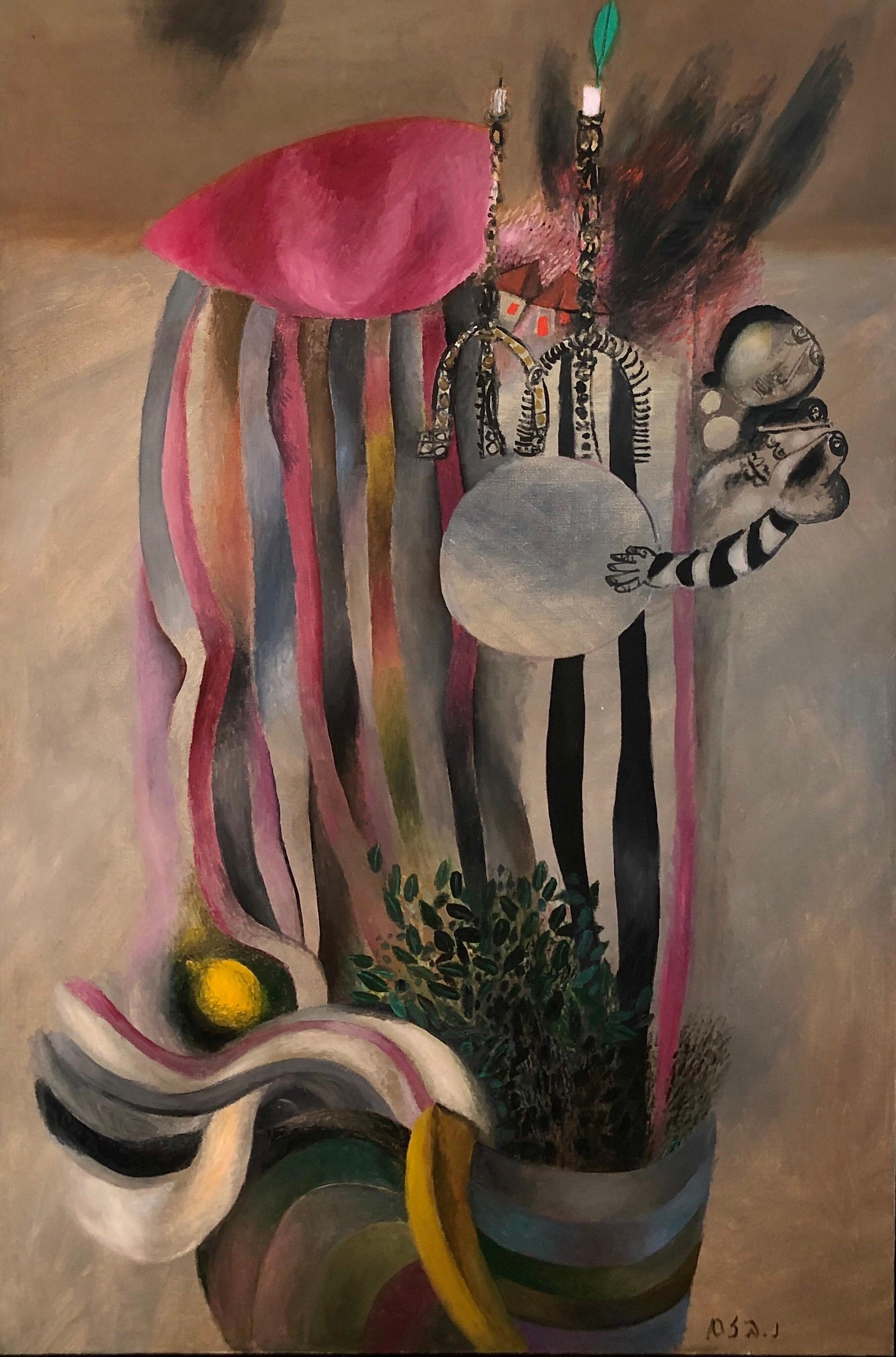 Shabbat Evening 
Large Israeli masterpiece painting. Hand signed lower right
Provenance: Sara Kishon Gallery

Naftali Bezem (Hebrew: נפתלי בזם‎‎; born November 27, 1924) is an Israeli painter, muralist, and sculptor. Bezem was born in Essen,
