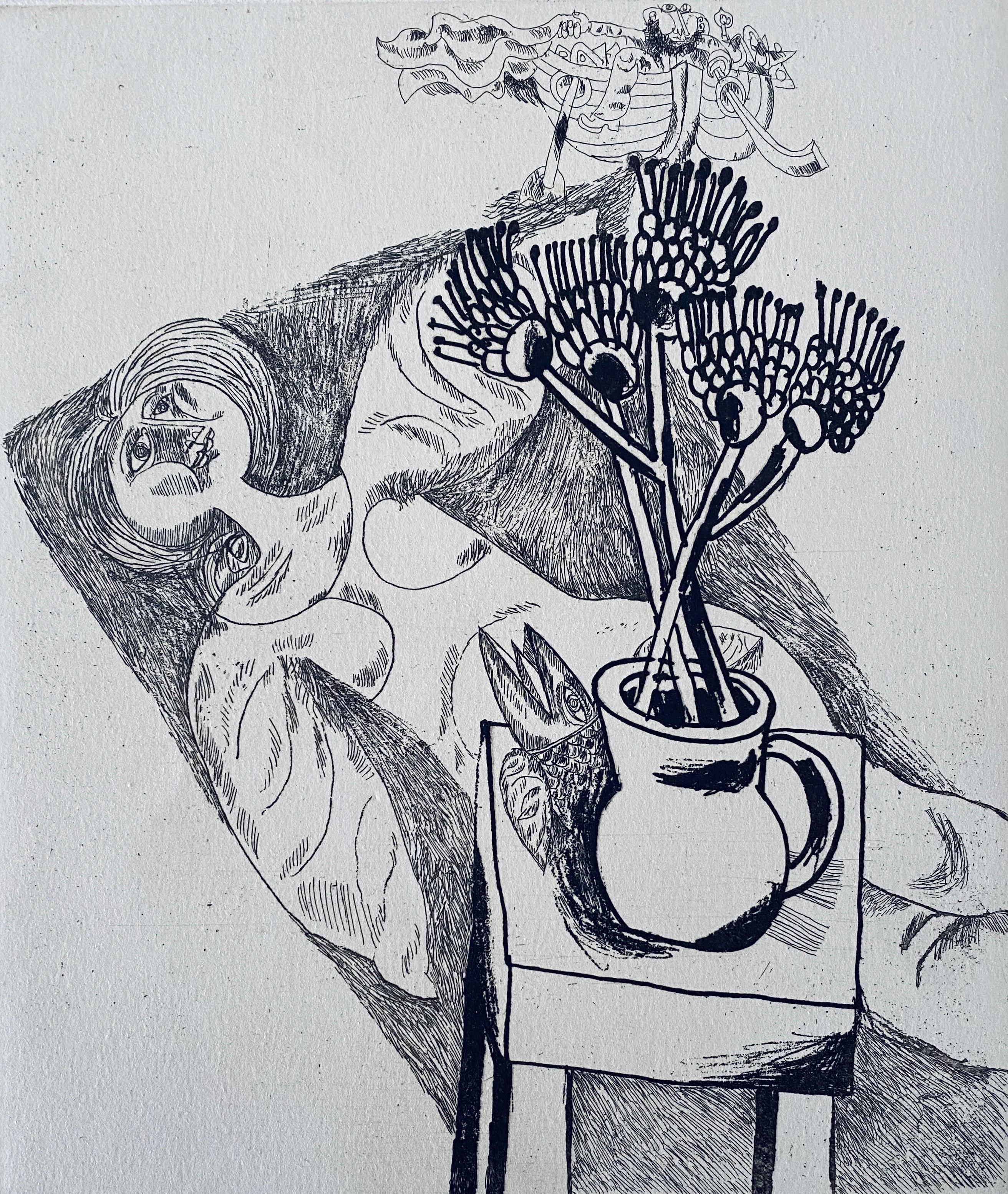 Israeli Judaica Etching Print Bezem For Sale 2