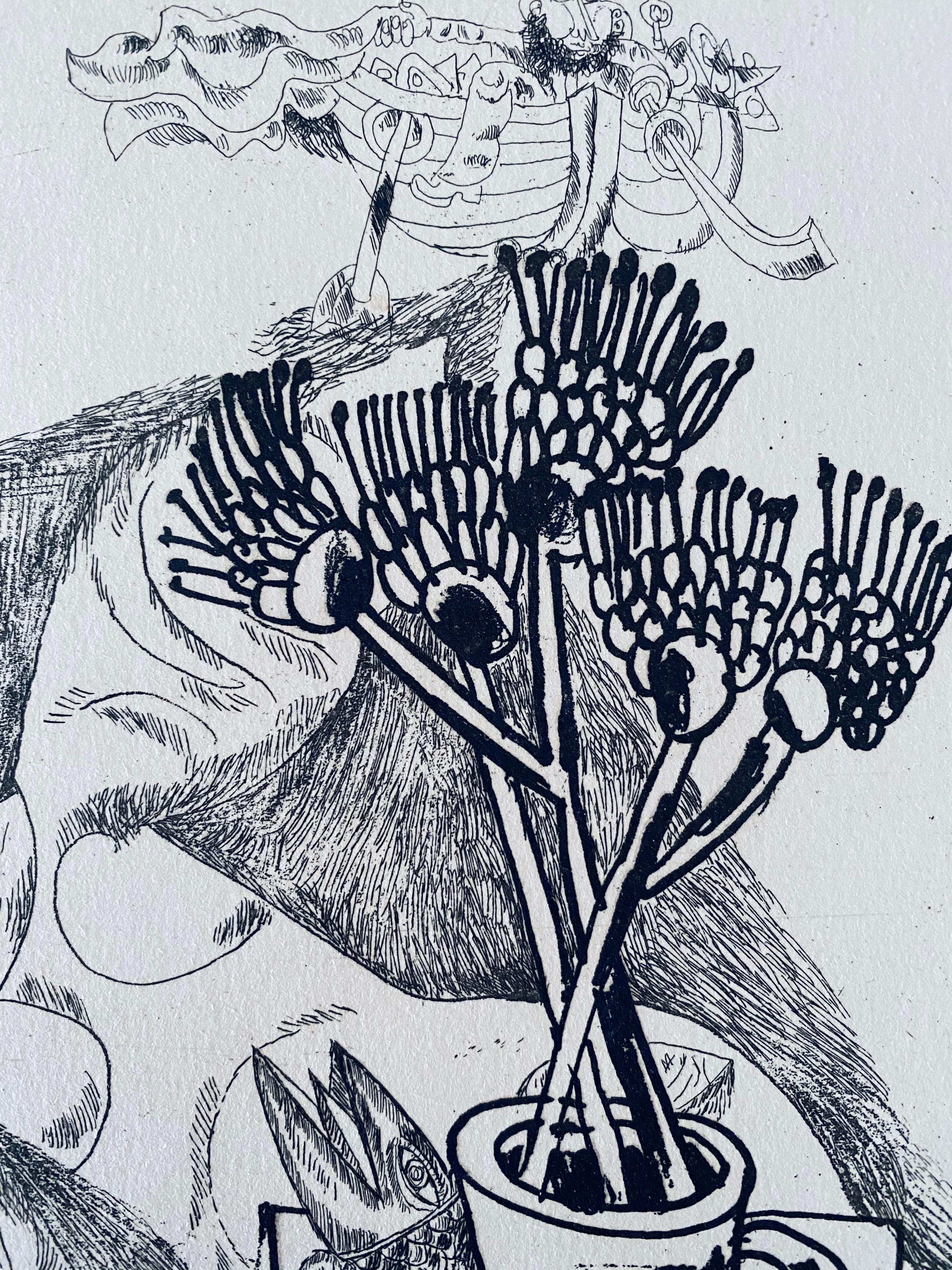 Israeli Judaica Etching Print Bezem For Sale 3