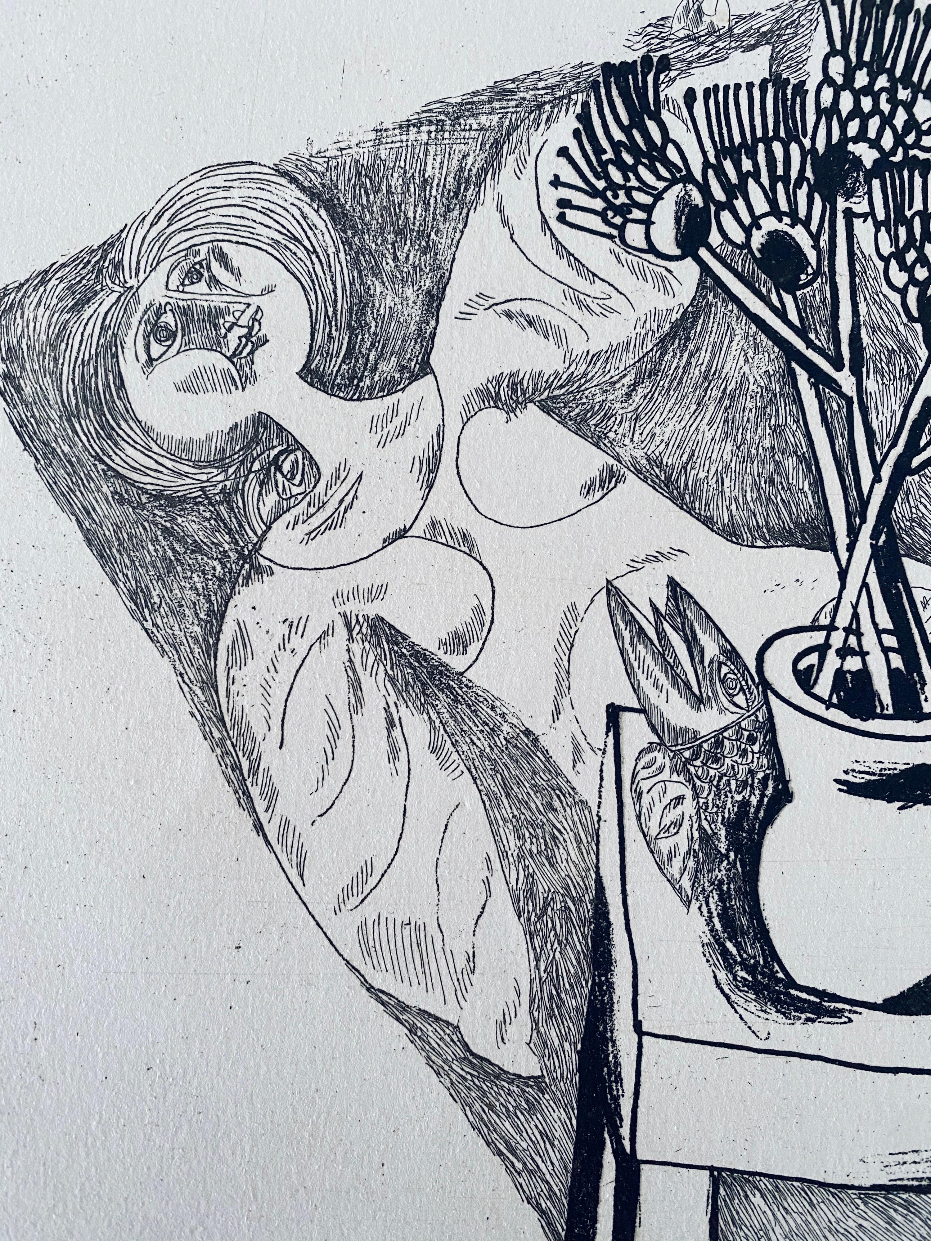 Israeli Judaica Etching Print Bezem For Sale 5