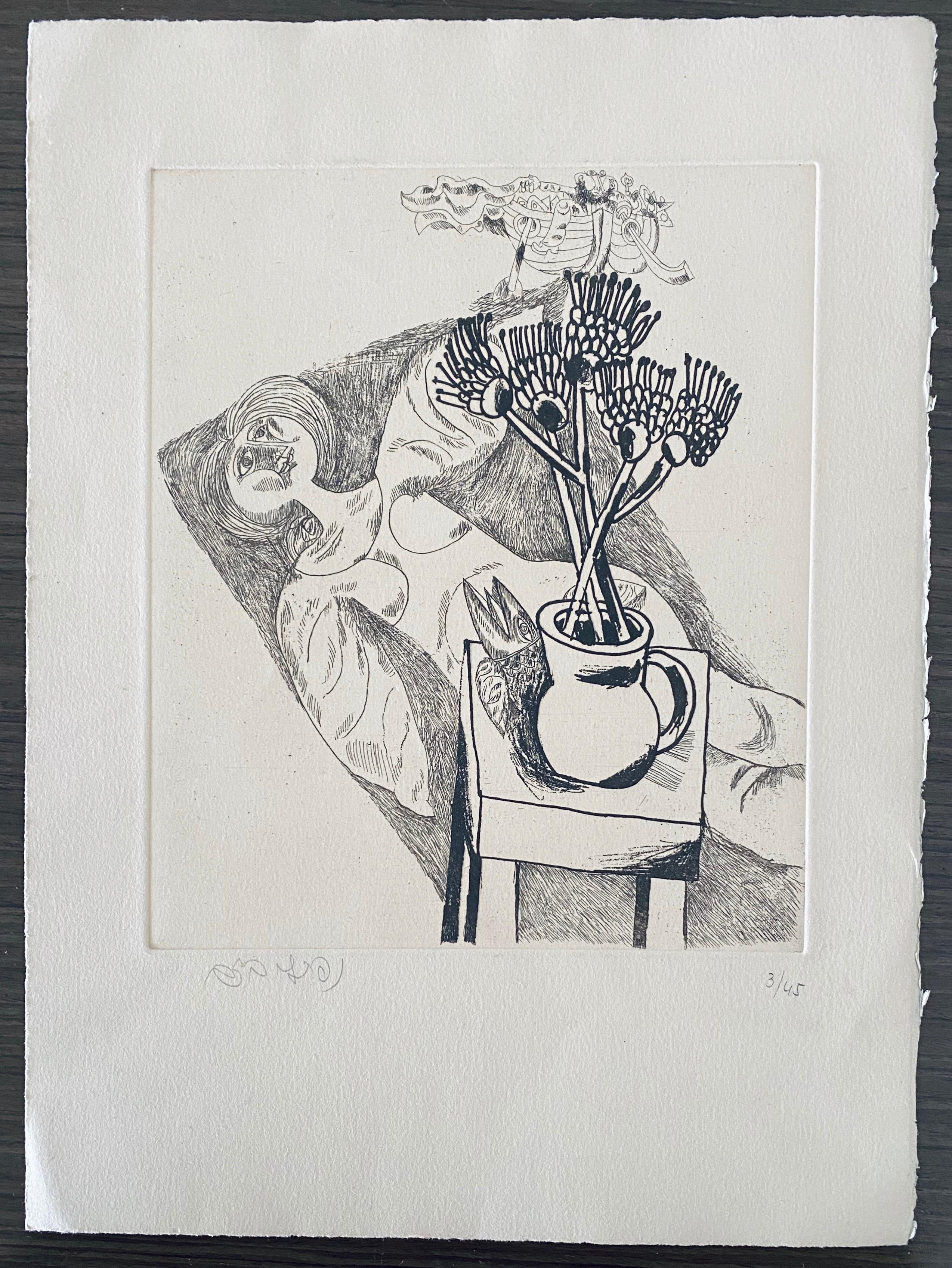 Israeli Judaica Etching Print Bezem For Sale 8