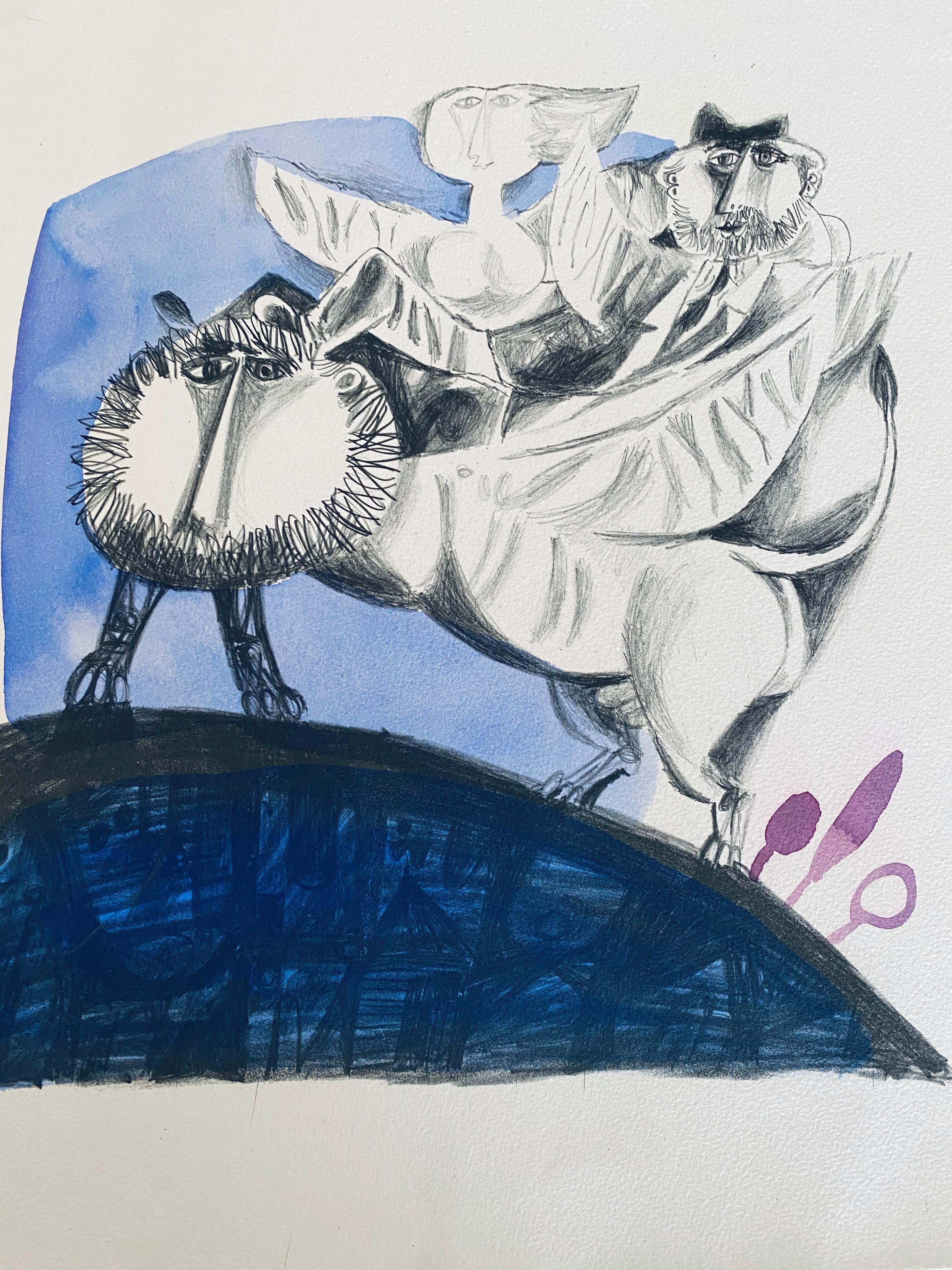 Litografia astratta surrealista israeliana Naftali Bezem in vendita 3