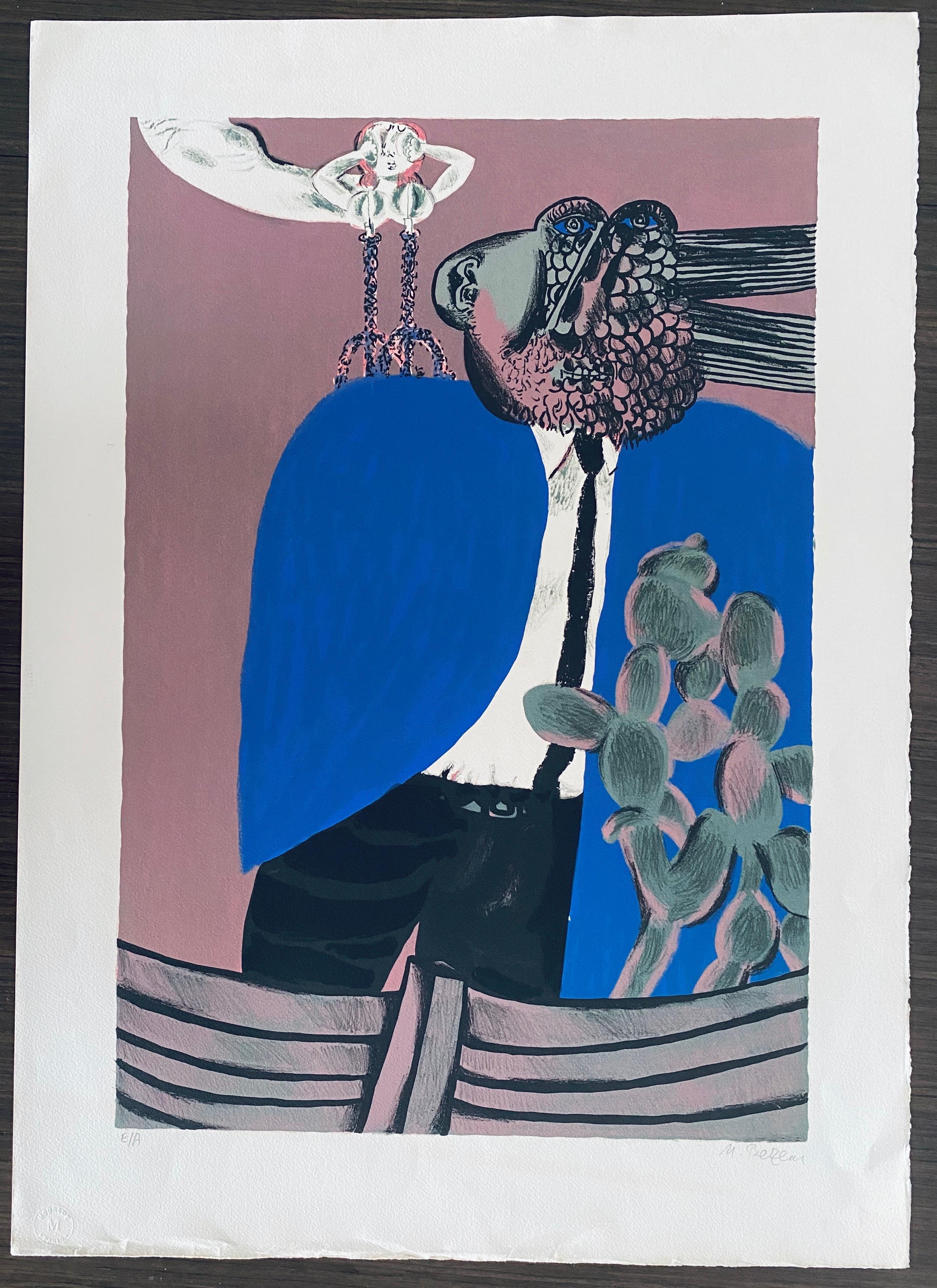 Israeli Surrealist Judaica Abstract Lithograph Naftali Bezem For Sale 9