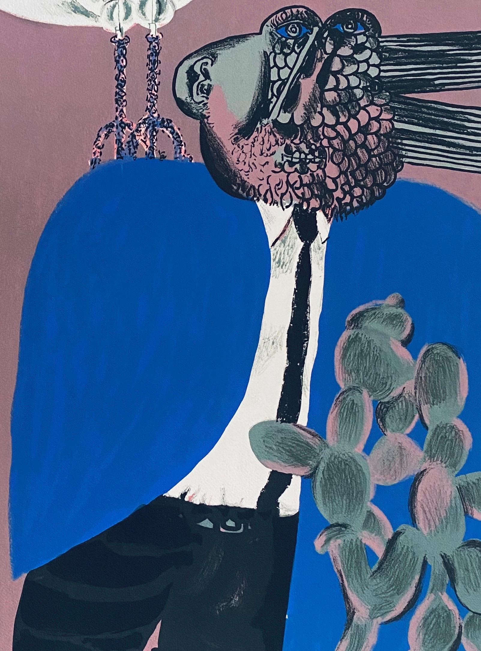 Israeli Surrealist Judaica Abstract Lithograph Naftali Bezem For Sale 1