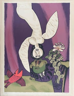 Israeli Surrealist Judaica Abstract Lithograph Naftali Bezem