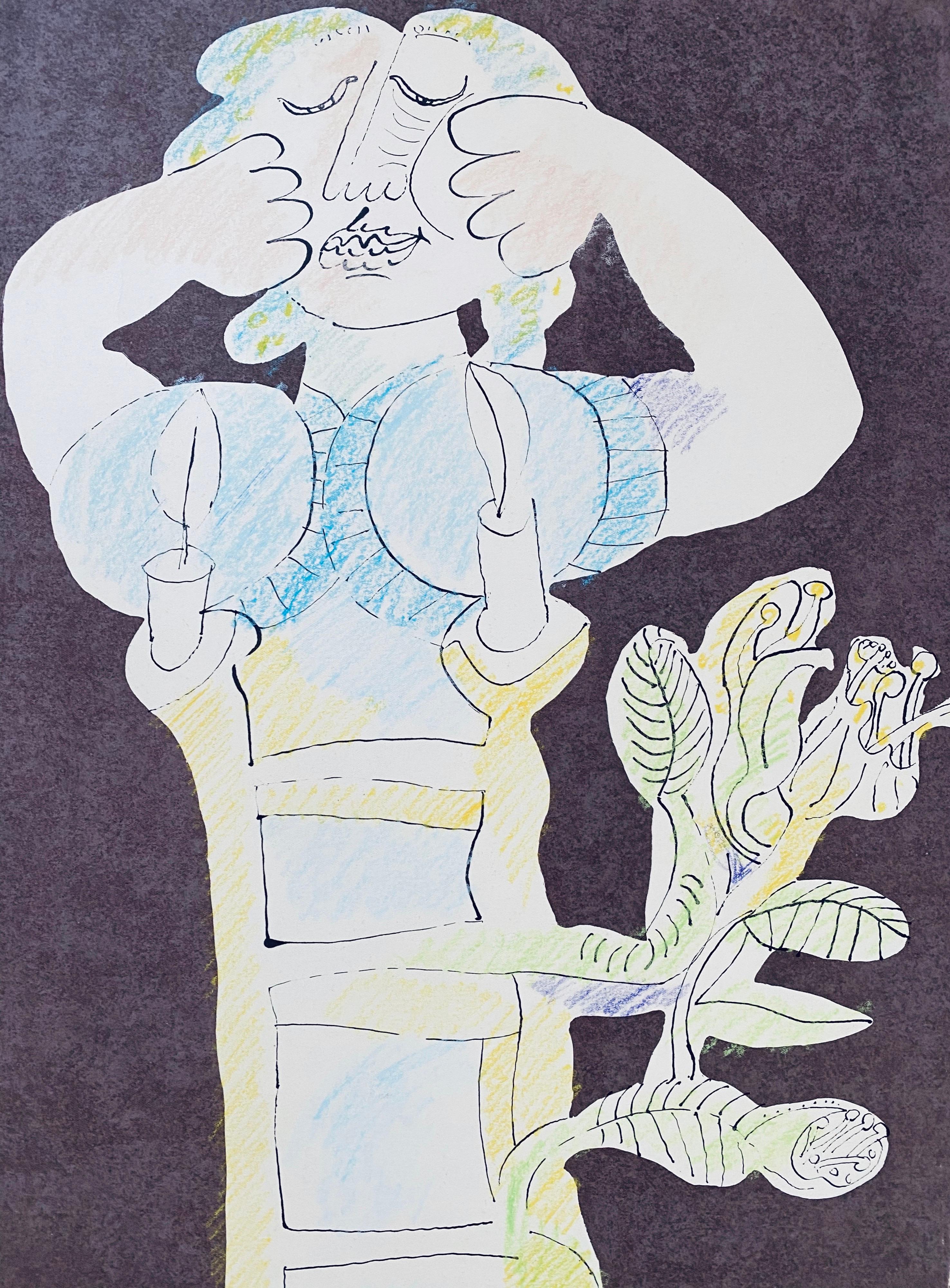 Abstrakte israelische surrealistische Judaica-Lithographie Naftali Bezem, Israel im Angebot 1