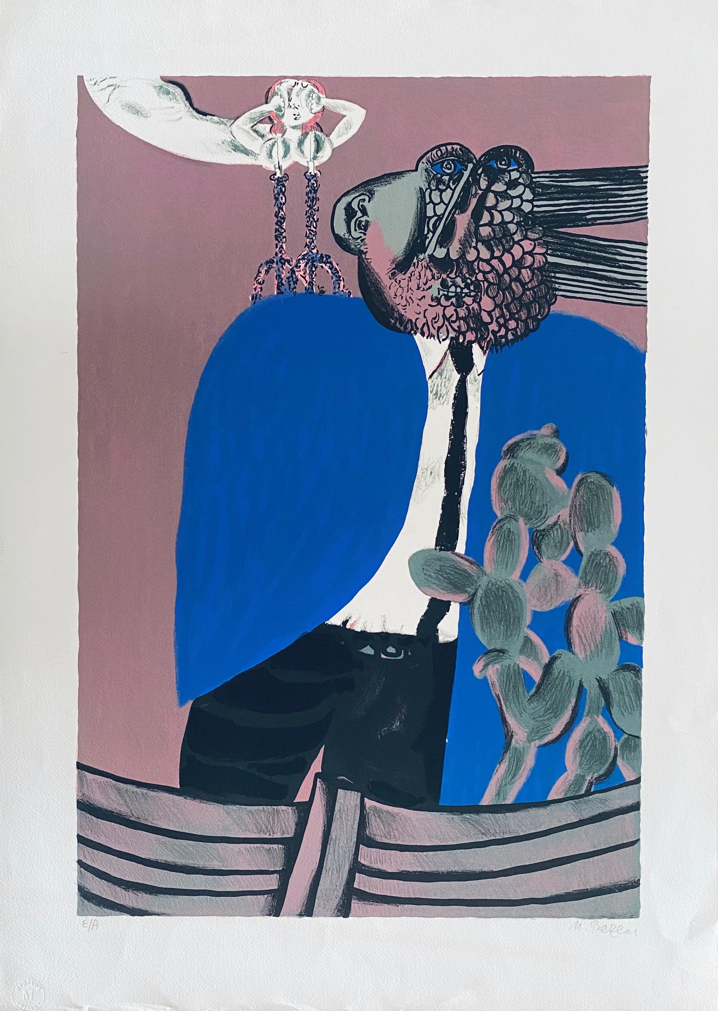 Israeli Surrealist Judaica Abstract Lithograph Naftali Bezem For Sale 3