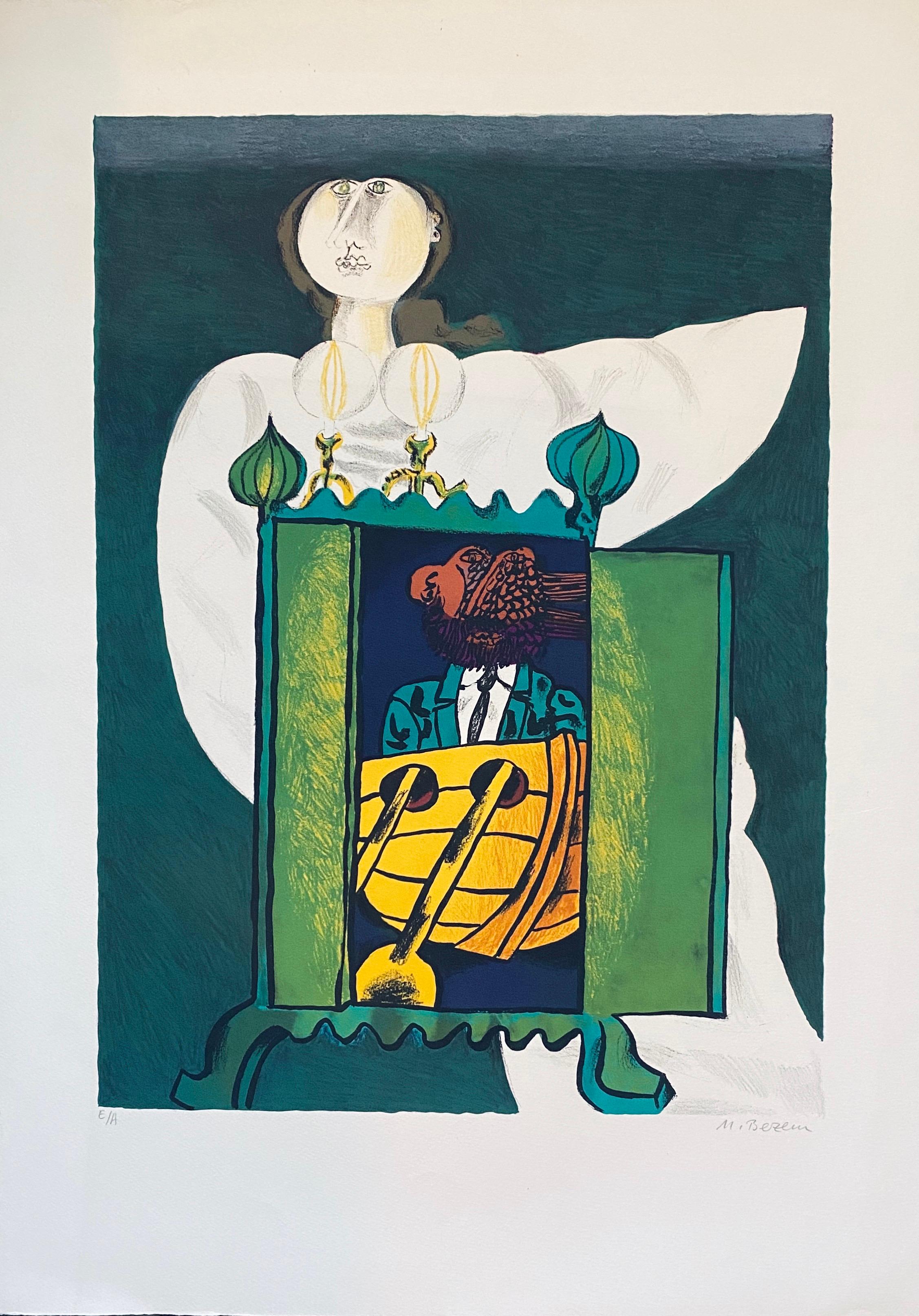 Israeli Surrealist Judaica Abstract Lithograph Naftali Bezem For Sale 3