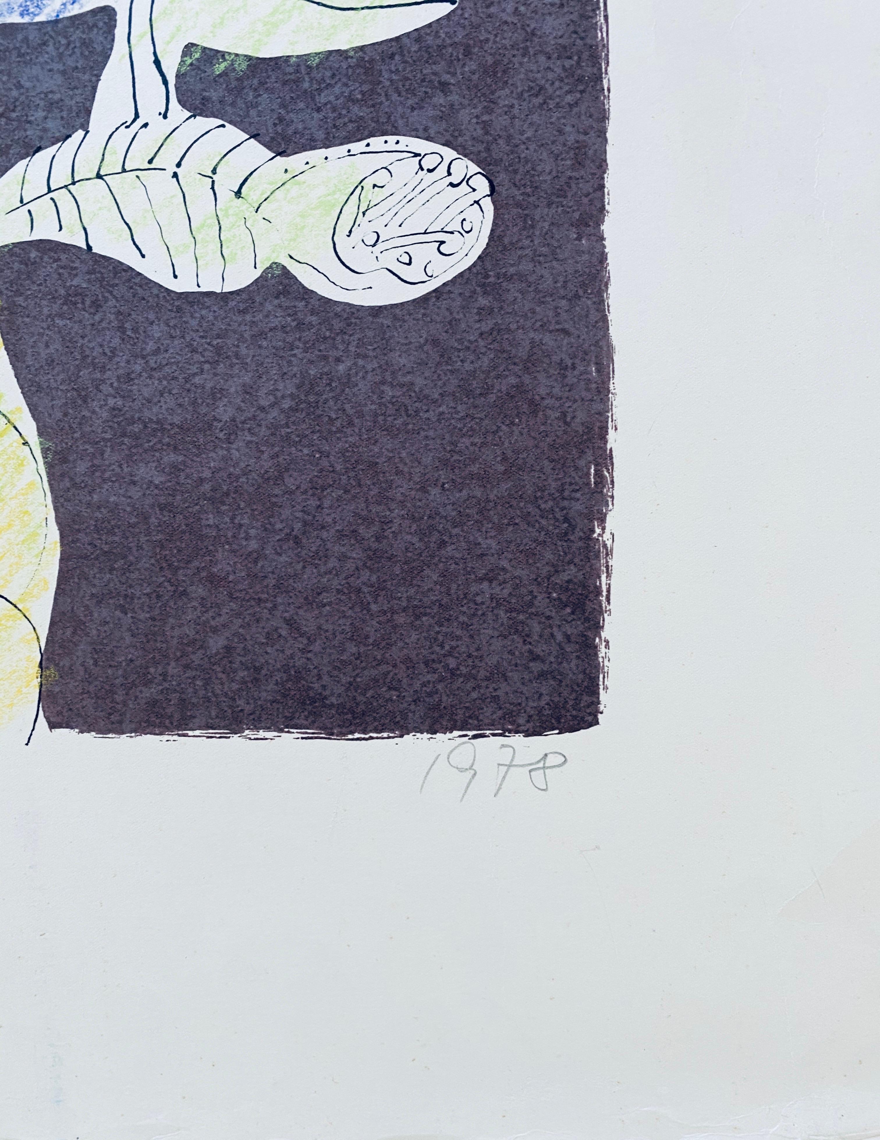 Abstrakte israelische surrealistische Judaica-Lithographie Naftali Bezem, Israel im Angebot 3