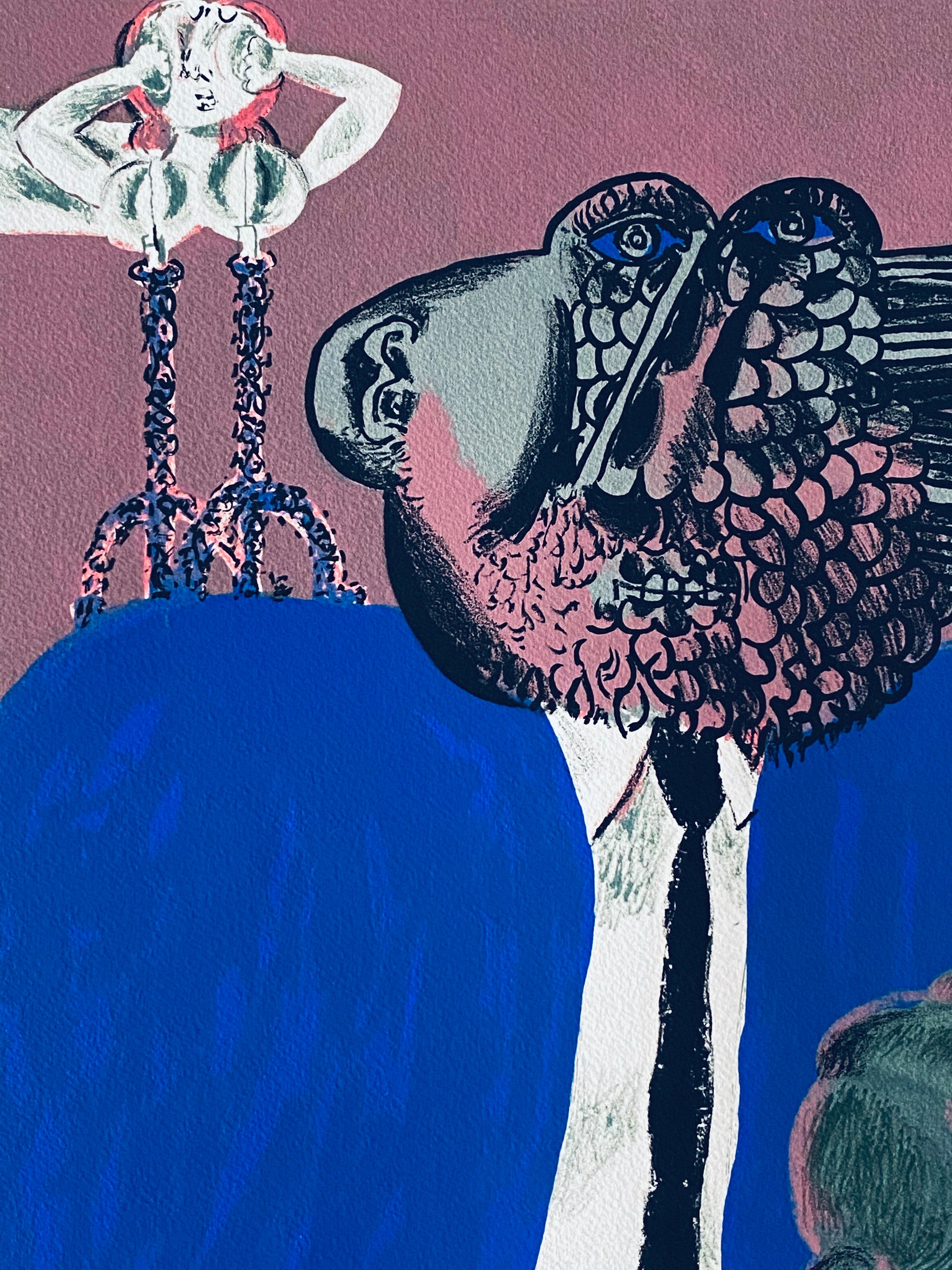 Israeli Surrealist Judaica Abstract Lithograph Naftali Bezem For Sale 5