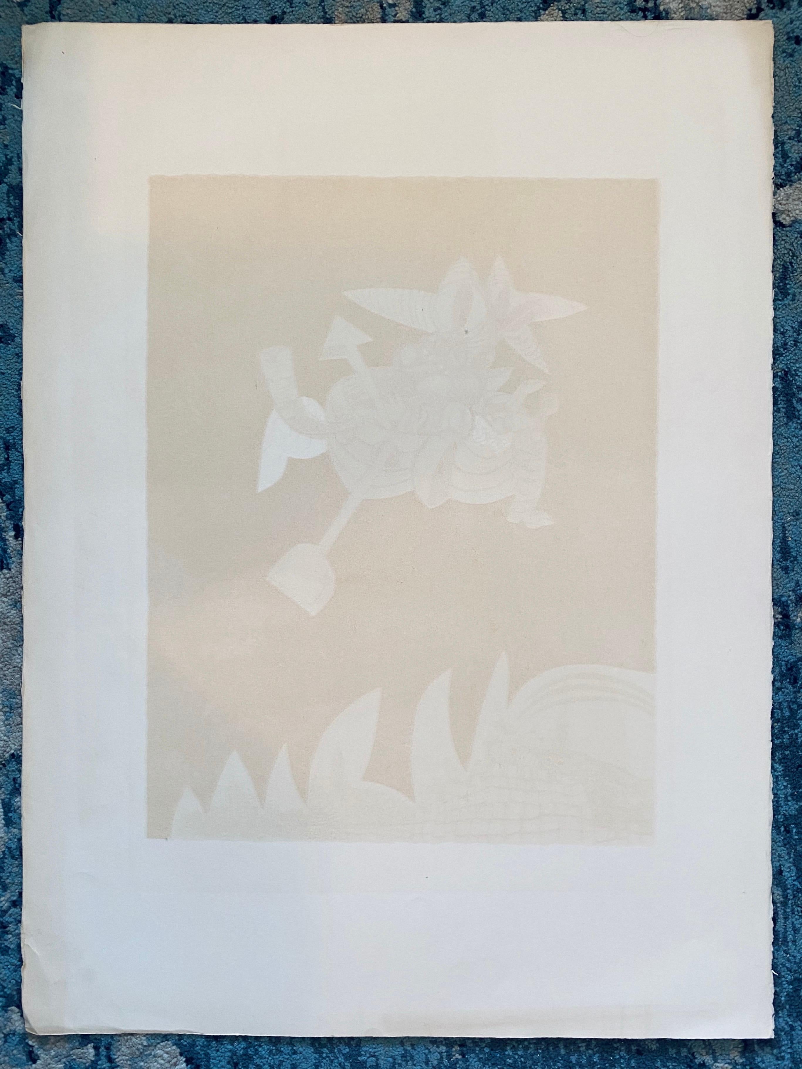 Israeli Surrealist Judaica Abstract Lithograph Naftali Bezem For Sale 5