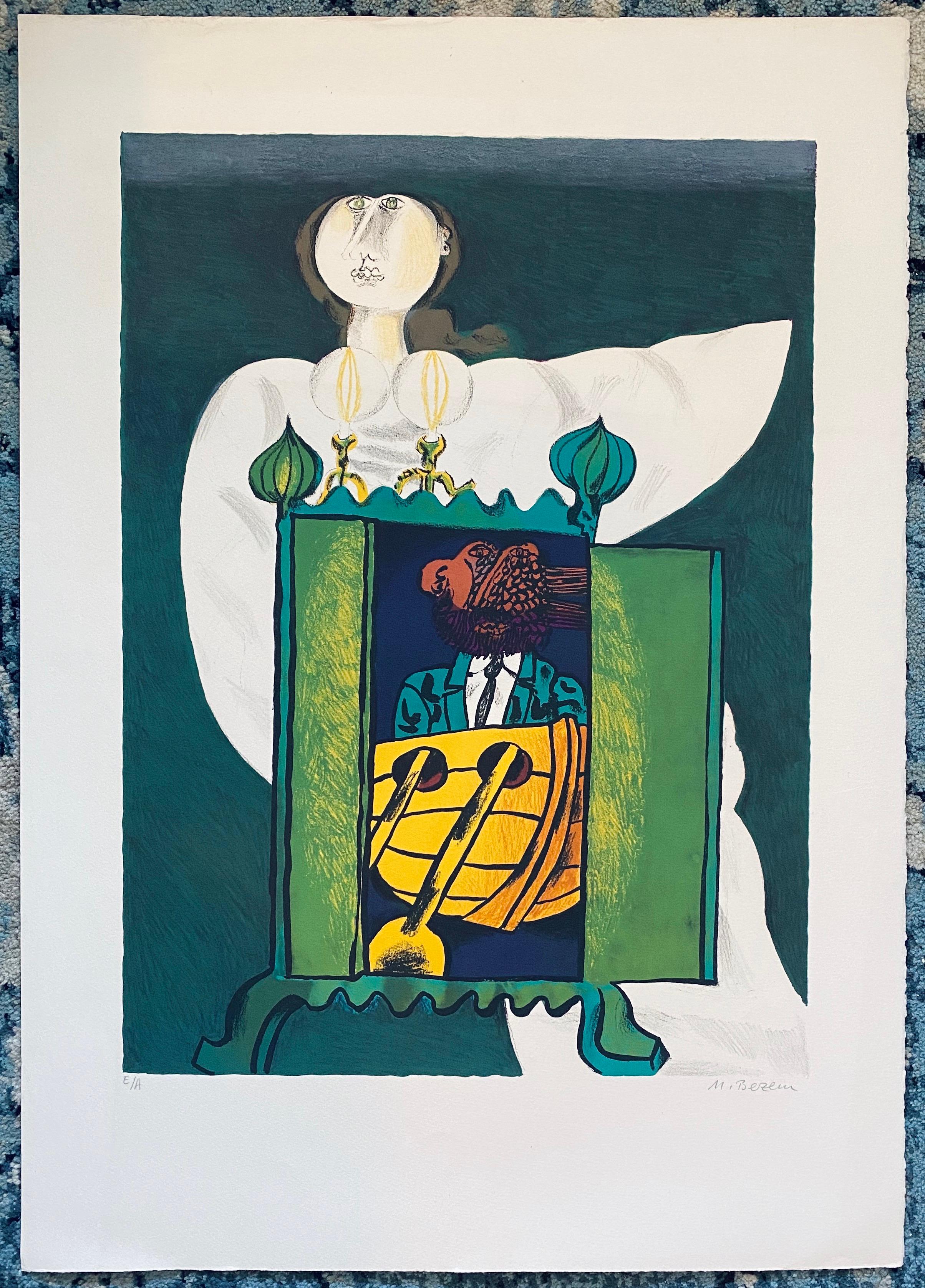 Israeli Surrealist Judaica Abstract Lithograph Naftali Bezem For Sale 7
