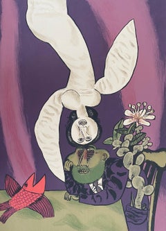 Israeli Surrealist Judaica Abstract Lithograph Naftali Bezem
