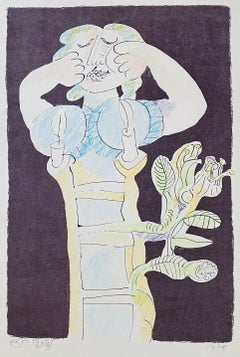 Israeli Surrealist Judaica Abstract Lithograph Naftali Bezem